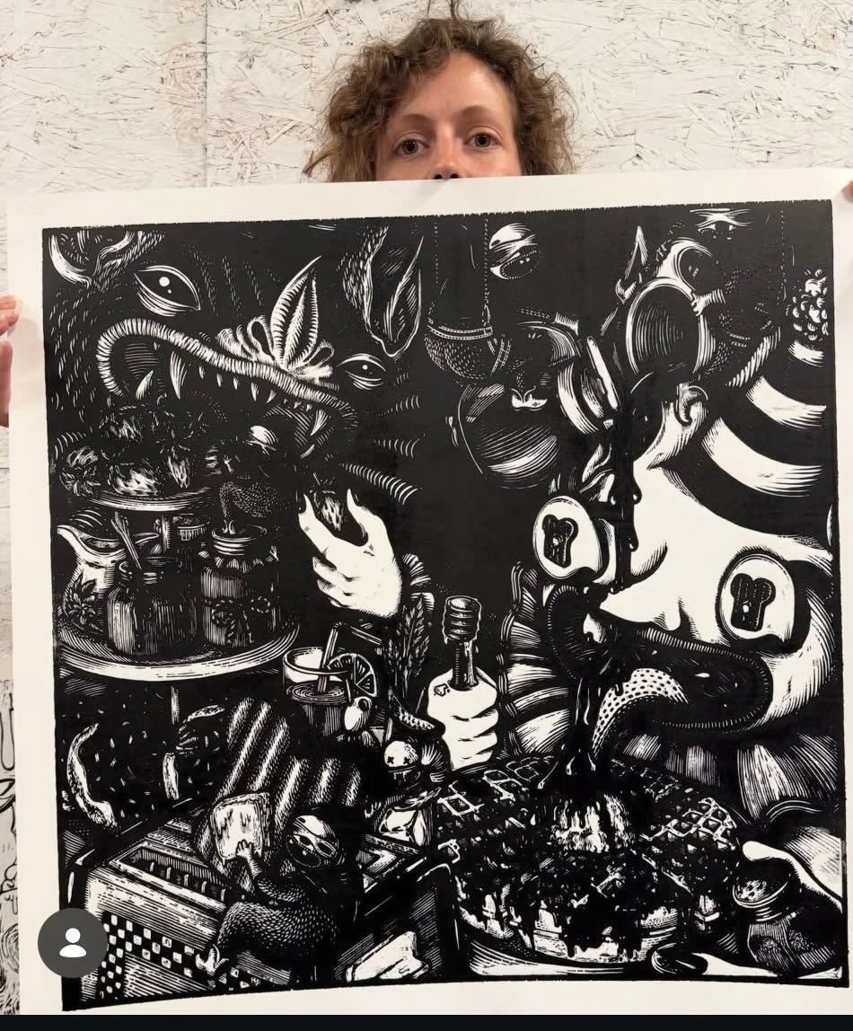 Evil Prints is pleased to announce the 2026 Landrum Woodcut Bootcamp Award winner: @almostbat from Berlin, Germany!  She will be coming back to nexy year&rsquo;s workshop to work as artist-in-residence while working on a special print project with Ma