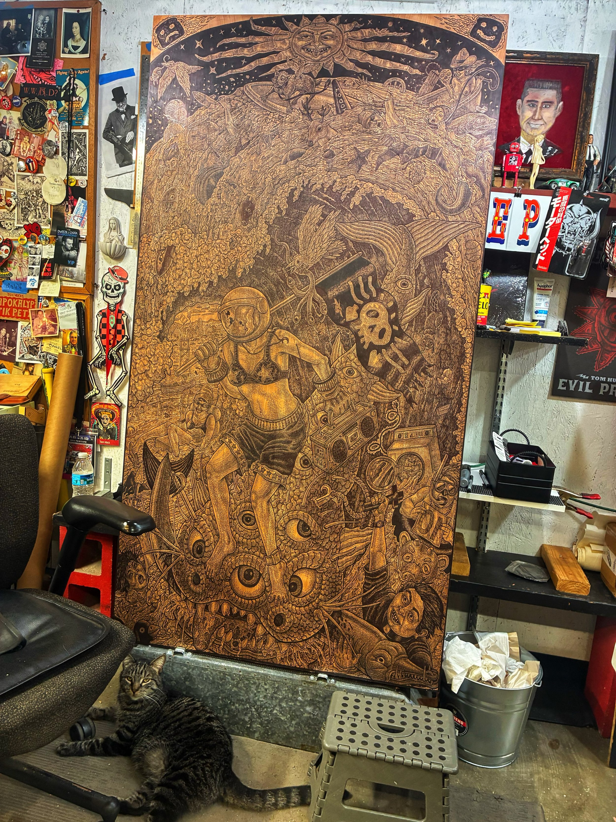 Ready to carve.  Heres a look at the progress since May&hellip;&hellip;.on a new big block.  This is the centerpiece of a new large scale triptych entitled &ldquo;The Big Melt-Up (Clementines Tritych)&rdquo; which will be released in 2027.  TIME TO C