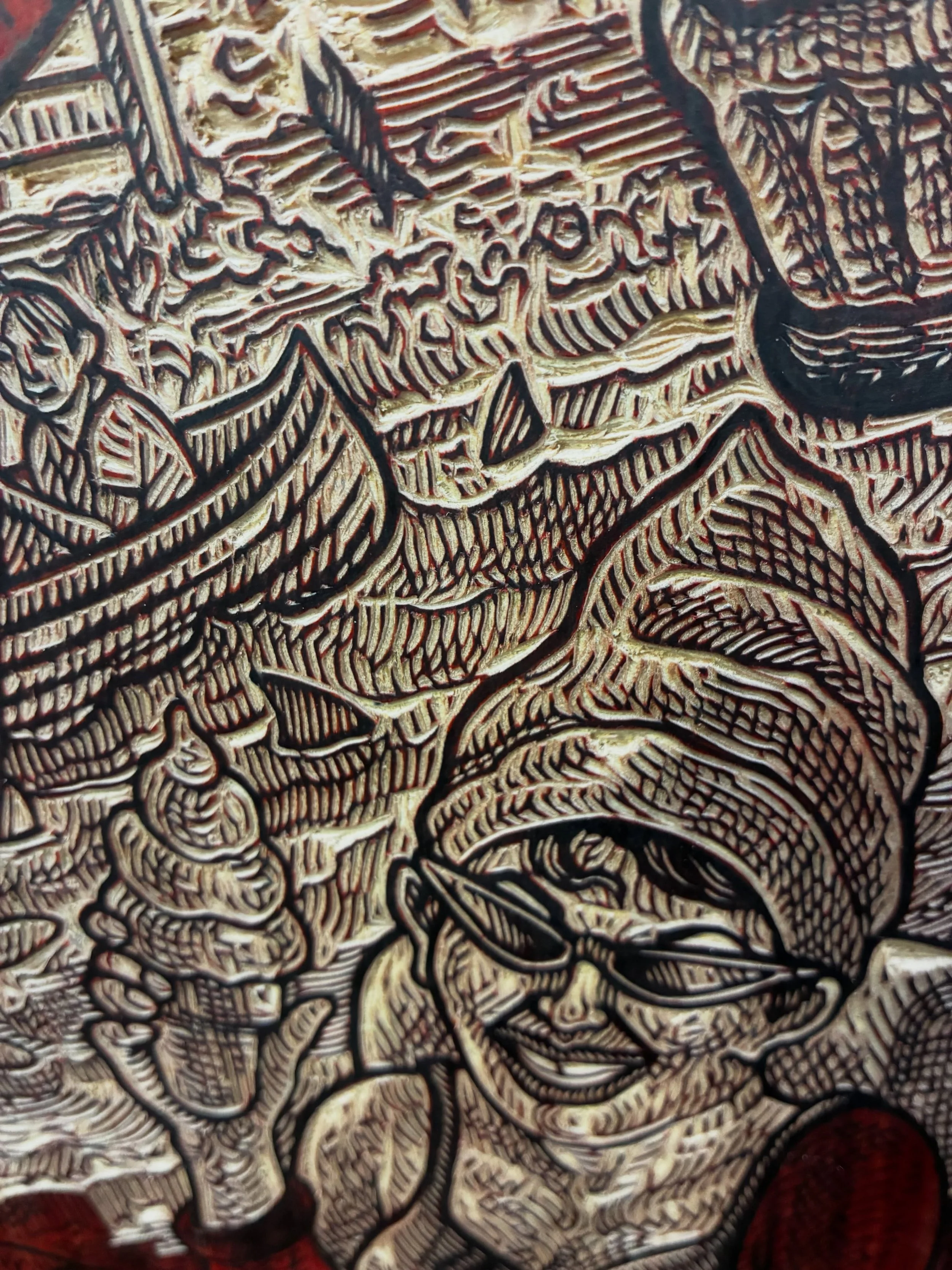 Sunday drawing, carving, and rocking.  #tomhuck #evilprints #woodcuts #printmaking #contemporaryprintmaking