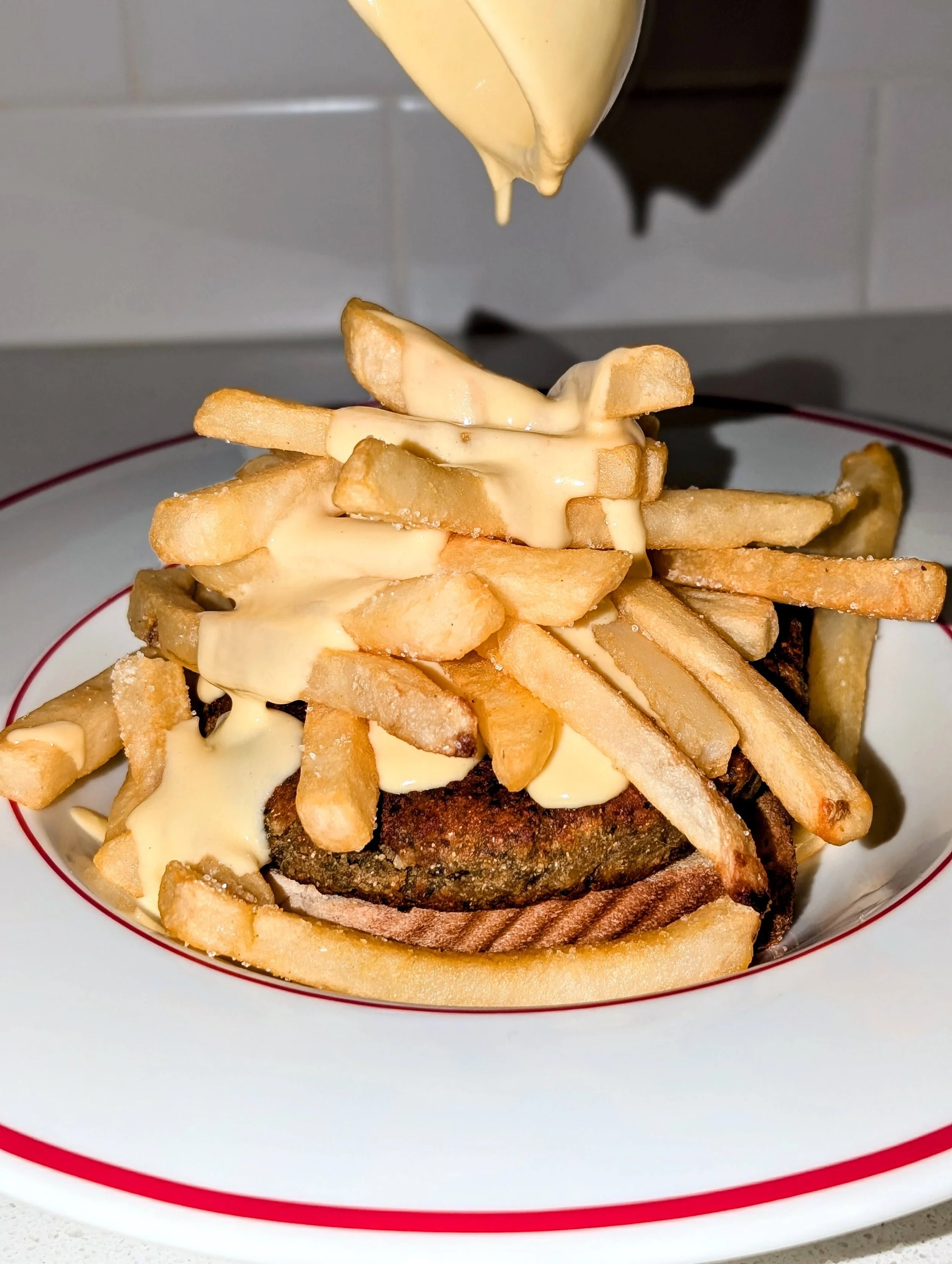 Falafel Horseshoe Sandwich with Tabasco Cheese
