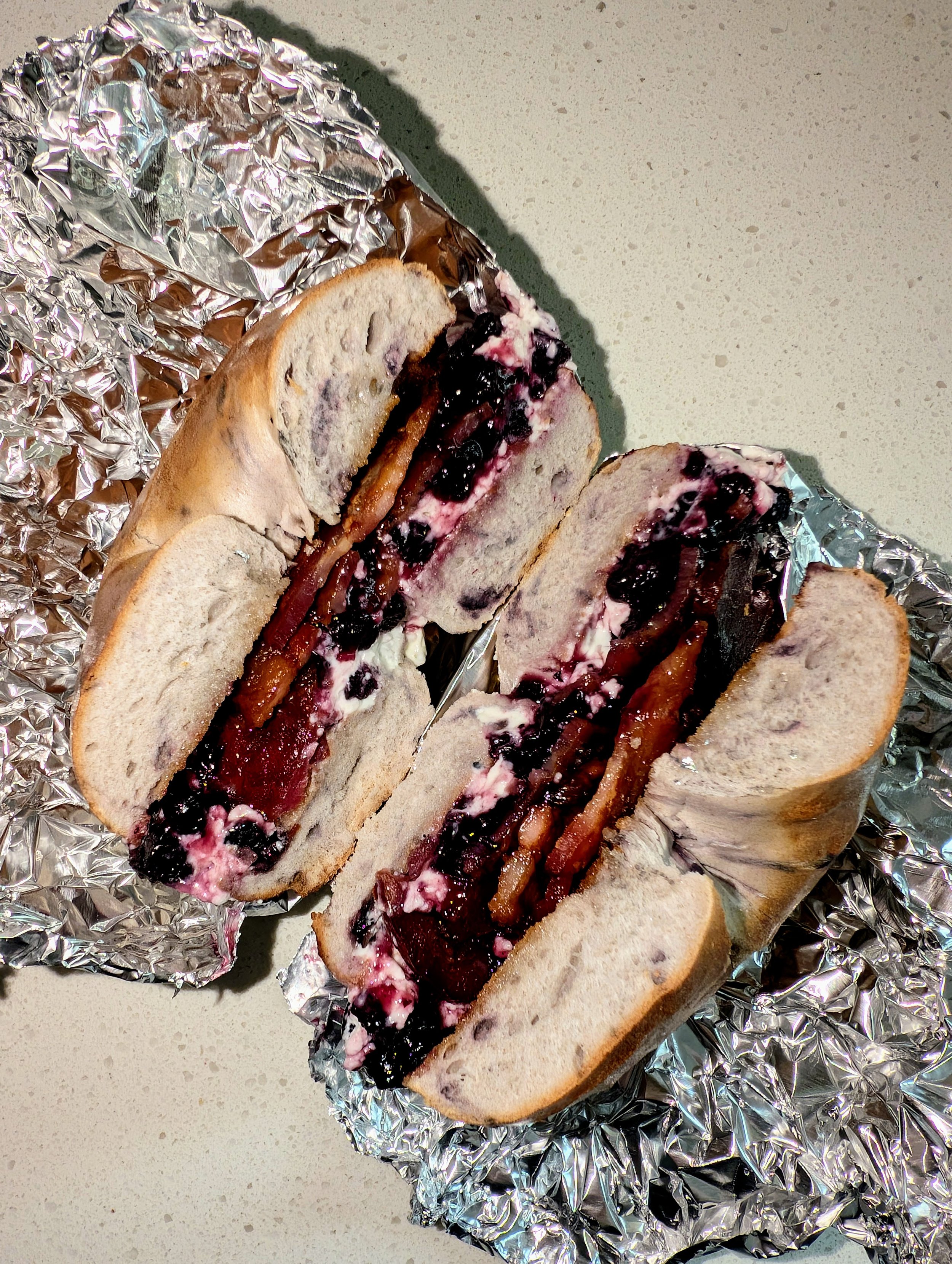 Buttered ex-boyfriend bagel with bacon