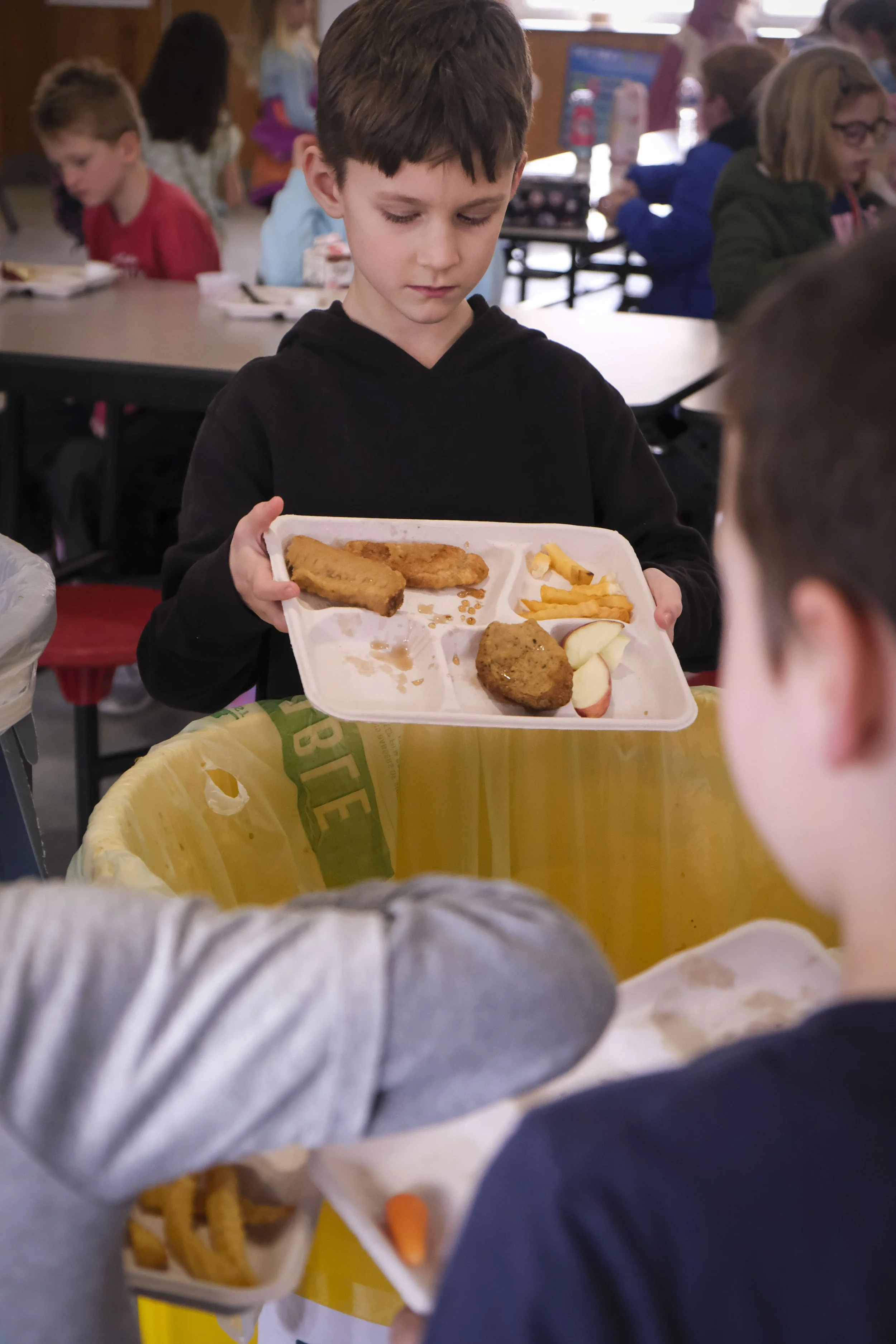 compost bin in school lunchroom 