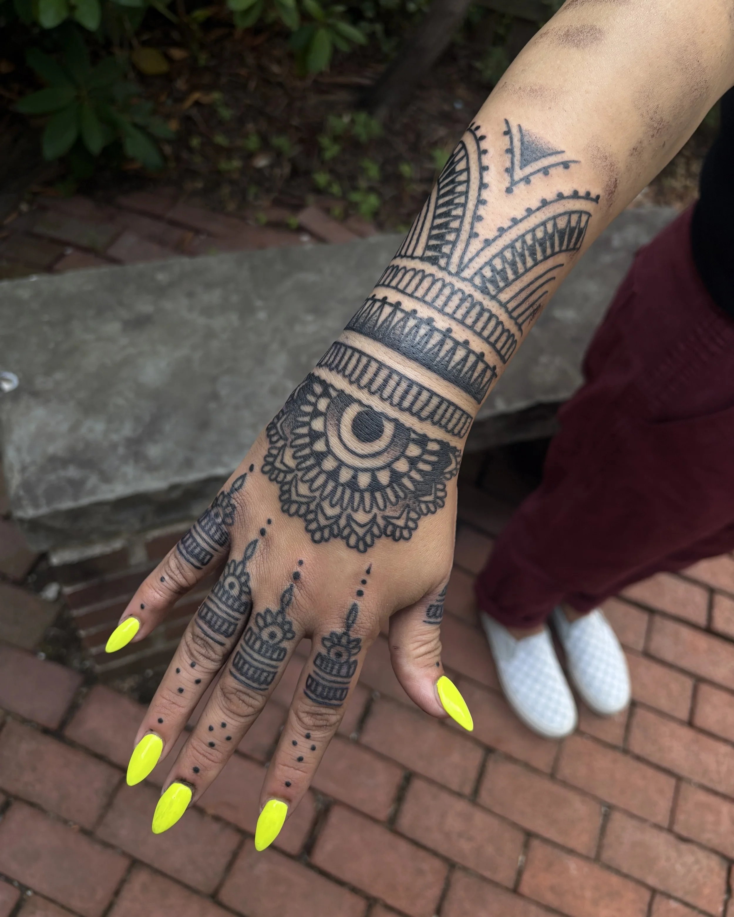 ornamental mandala hand tattoo by James Mattox