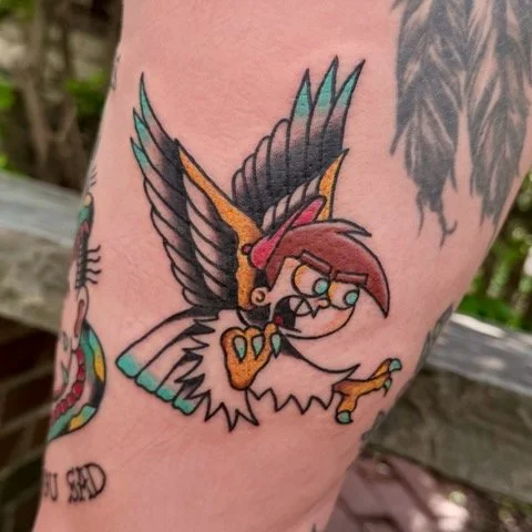 Traditional Timmy Turner Tattoo by Tyler Patchell at NW Finest Tattoo Co in North Wales, PA