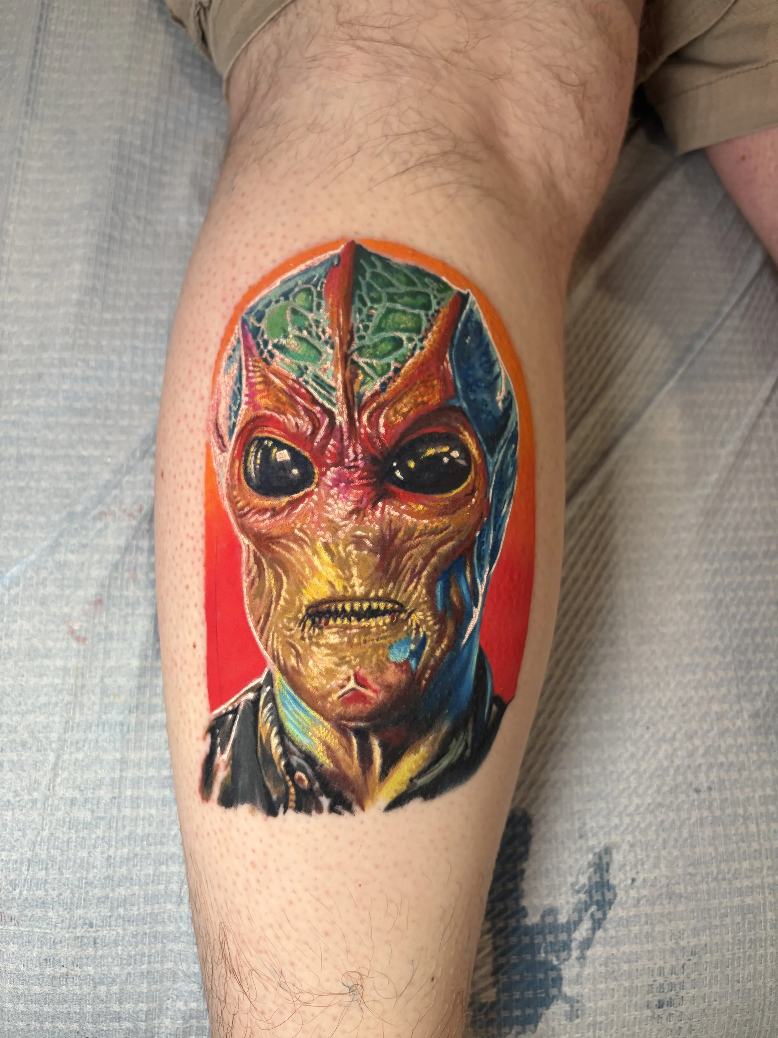 Resident Alien Color Portrait Tattoo by Jeff Beck