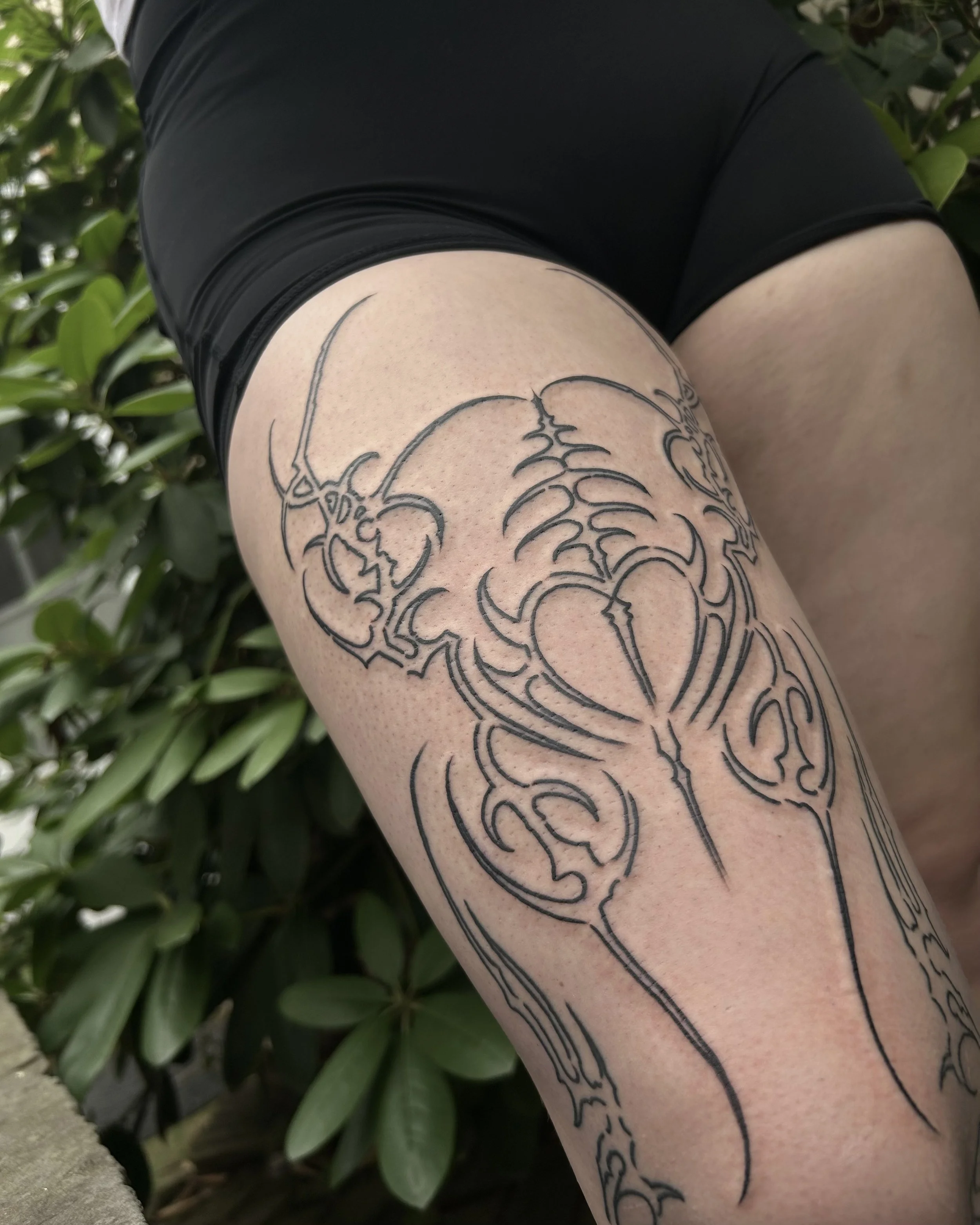 cybersigilism thigh tattoo by James Mattox