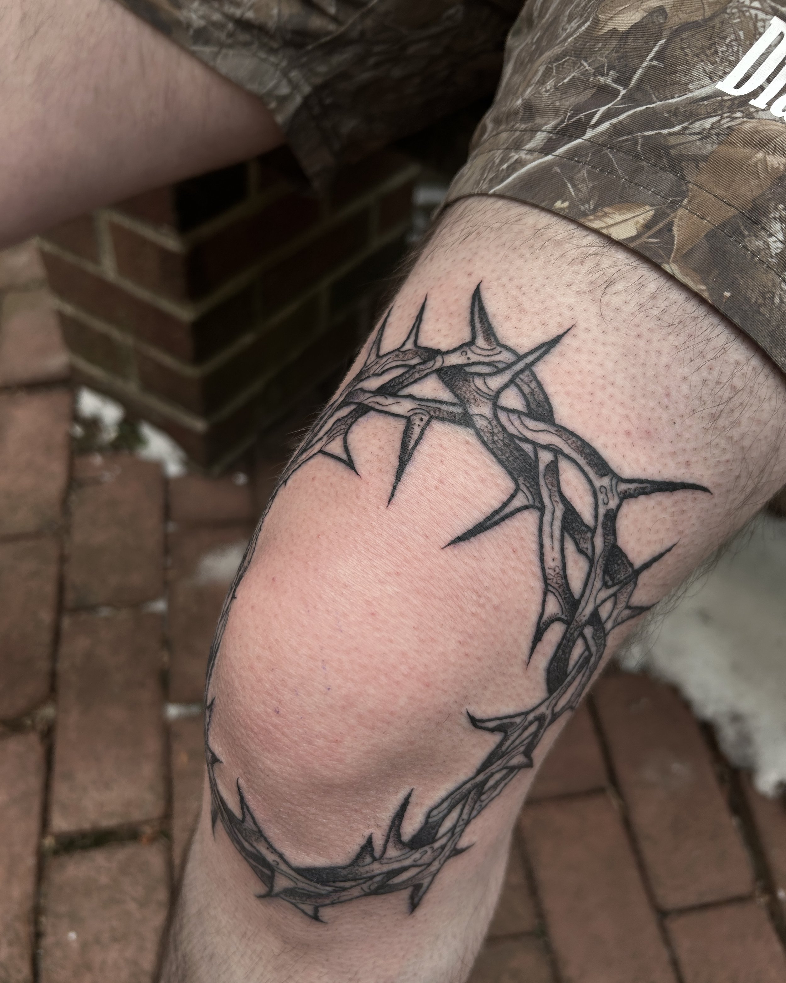 Neo Traditional black and grey crown of thorns by James Mattox