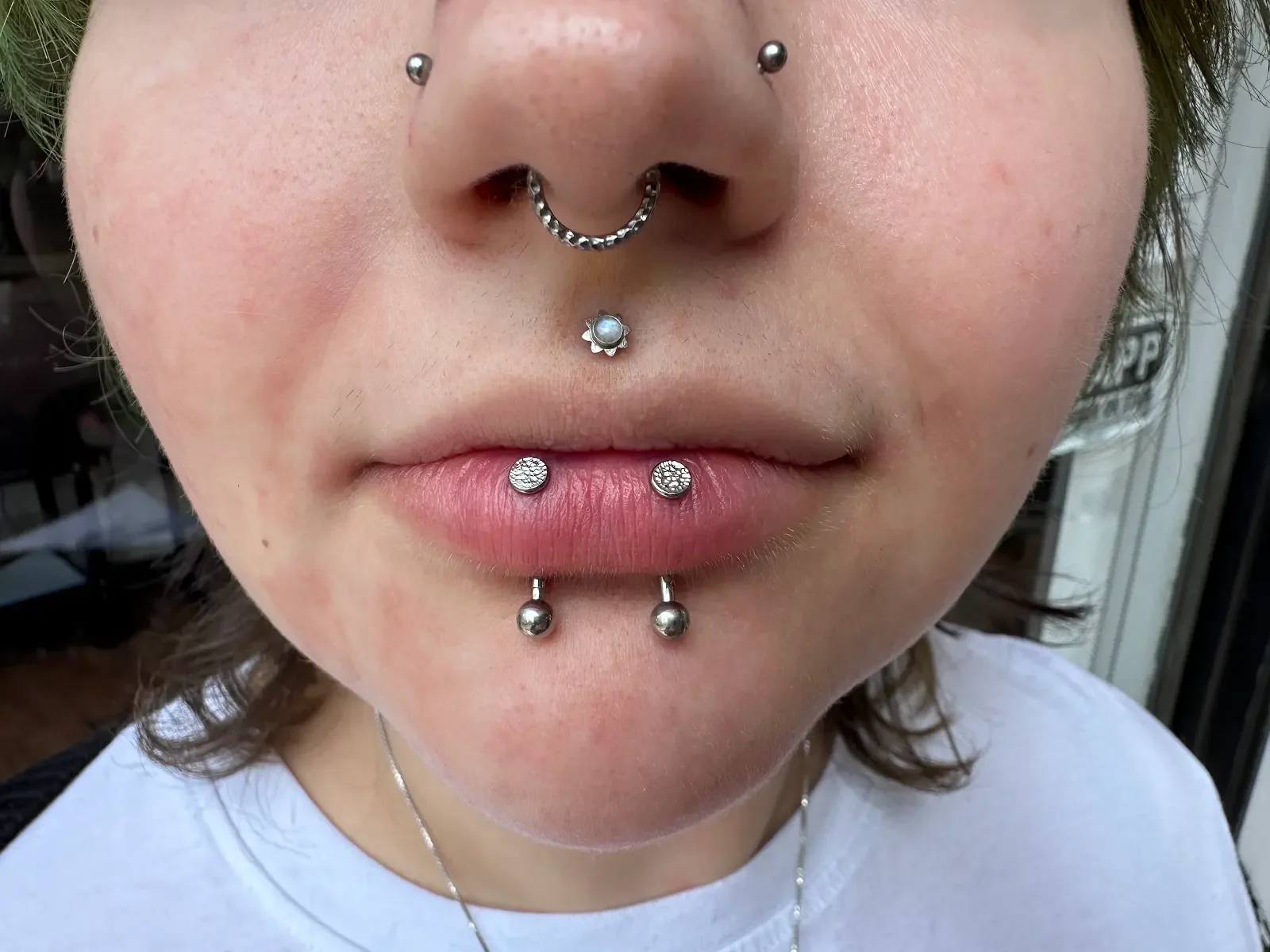 double vertical labret by Shannon Sanderson