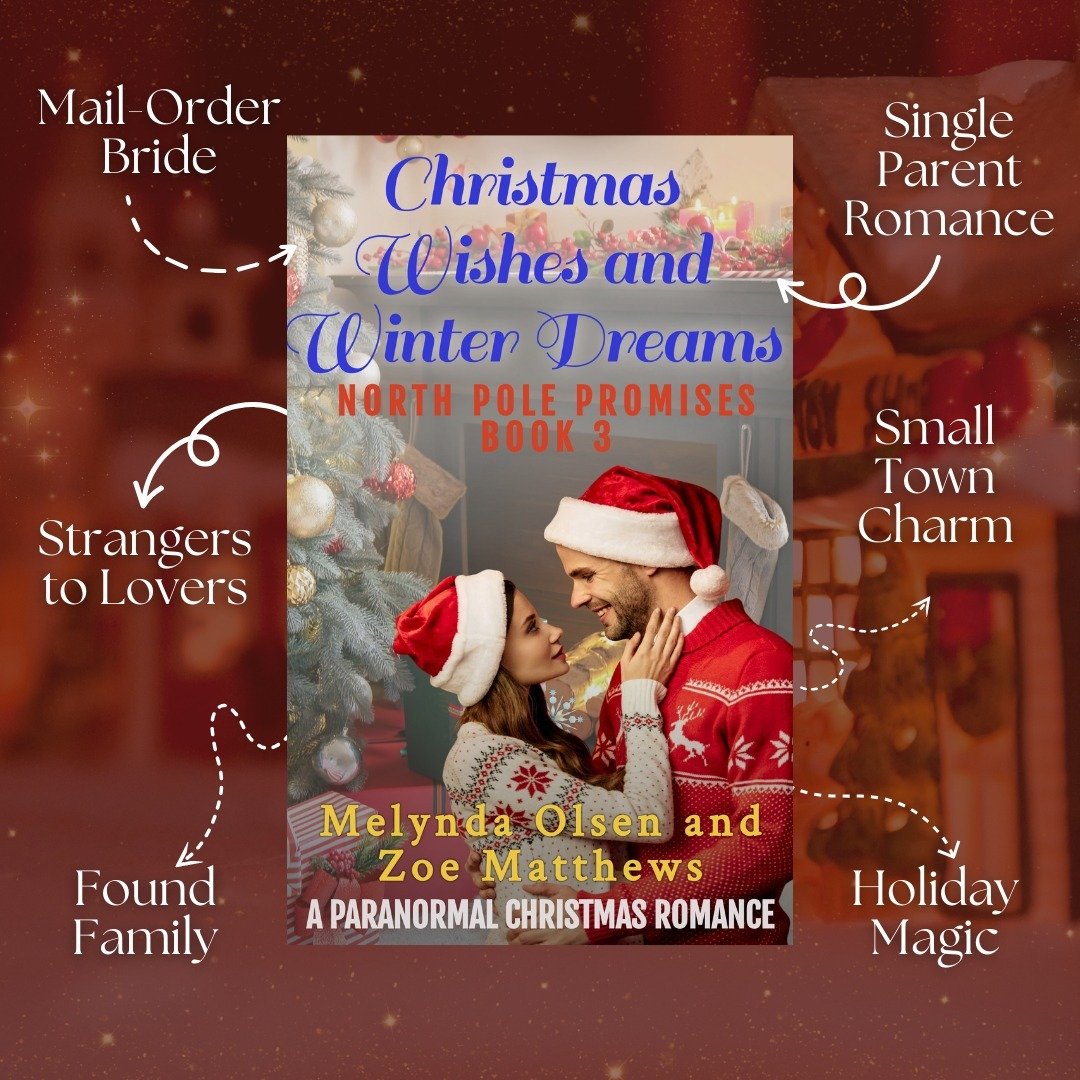 💞 NORTH POLE BOOK 3 - MELYNDA OLSEN 💞 

📚 Mail-Order Bride
📚 Single Parent Romance
📚 Small Town Charm
📚 Holiday Magic
📚 Strangers to Lovers
📚 Found Family

Blurb:

In this heartwarming holiday romance, Jackson, a lonely baker in Snowflake Spr