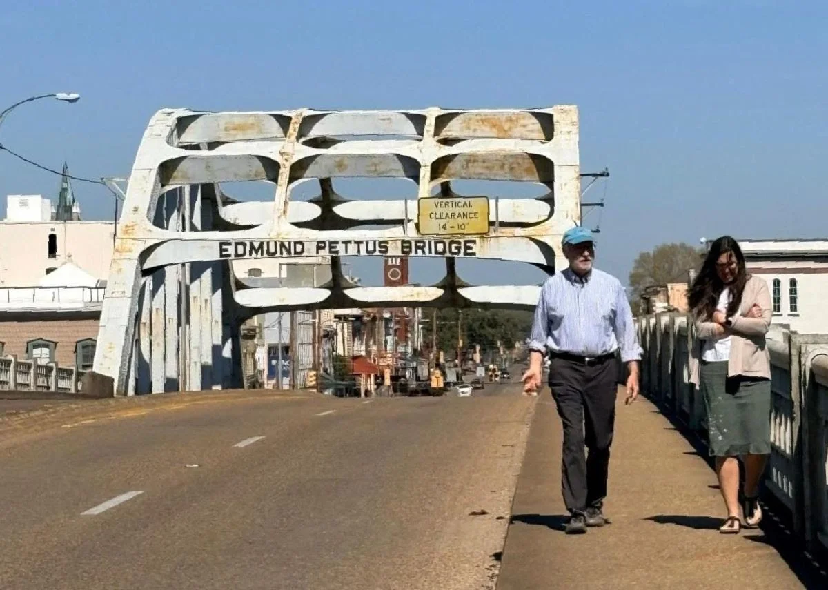 Crossing the Edmund Pettus Bridge in Selma, Alabama