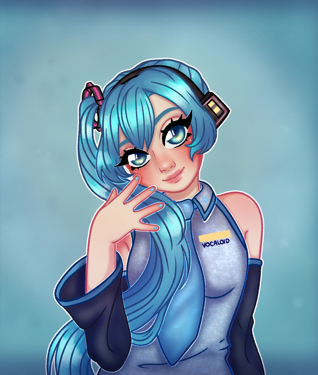 Hatsune Miku with a side ponytail