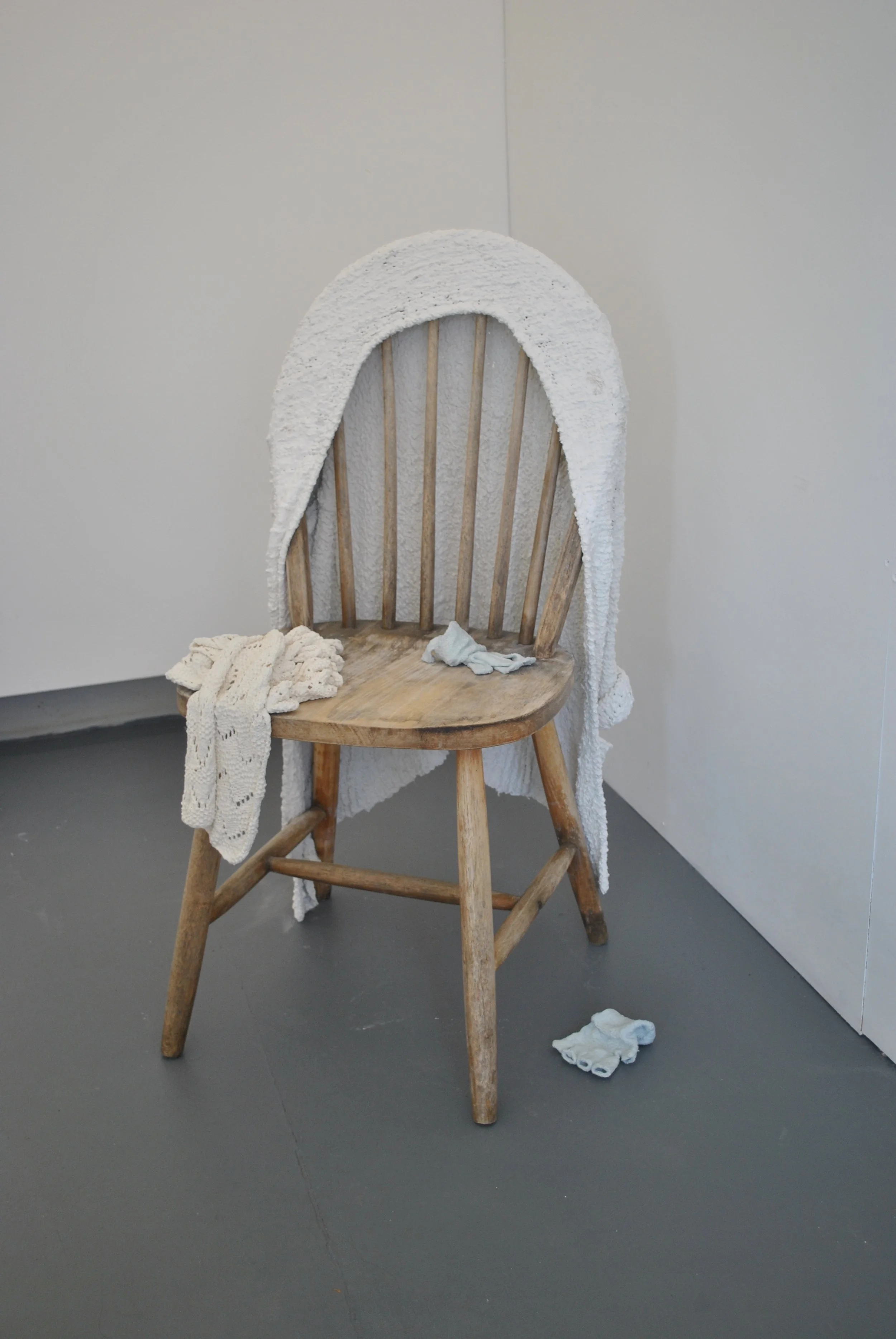 Zara Collins When she left us 2023 Plaster, Porcelain, stain, secondhand chair Photo: Zara Collins