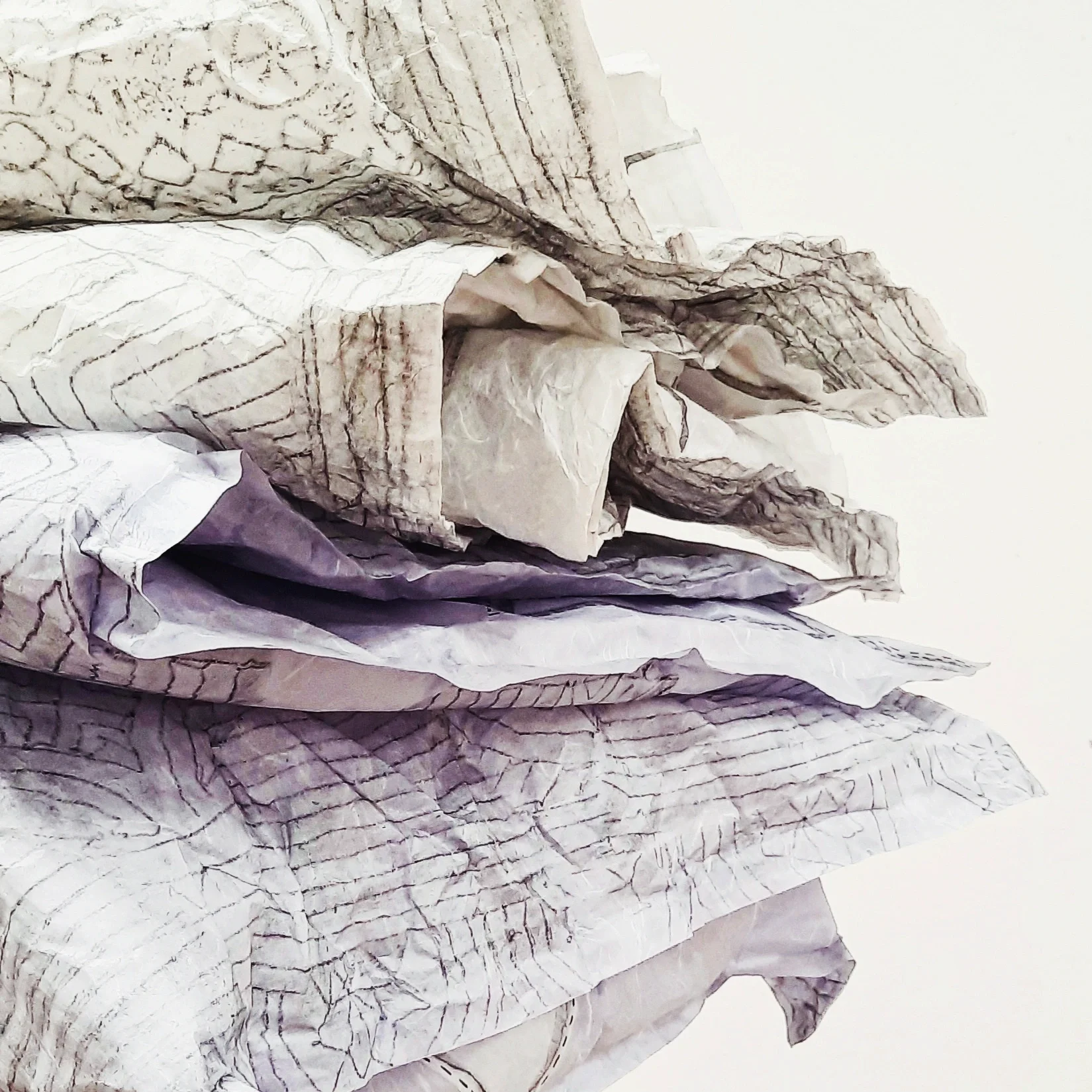 Zara Collins Eiderdowns 2024 Kozo paper, graphite, wadding Photo: Zara Collins