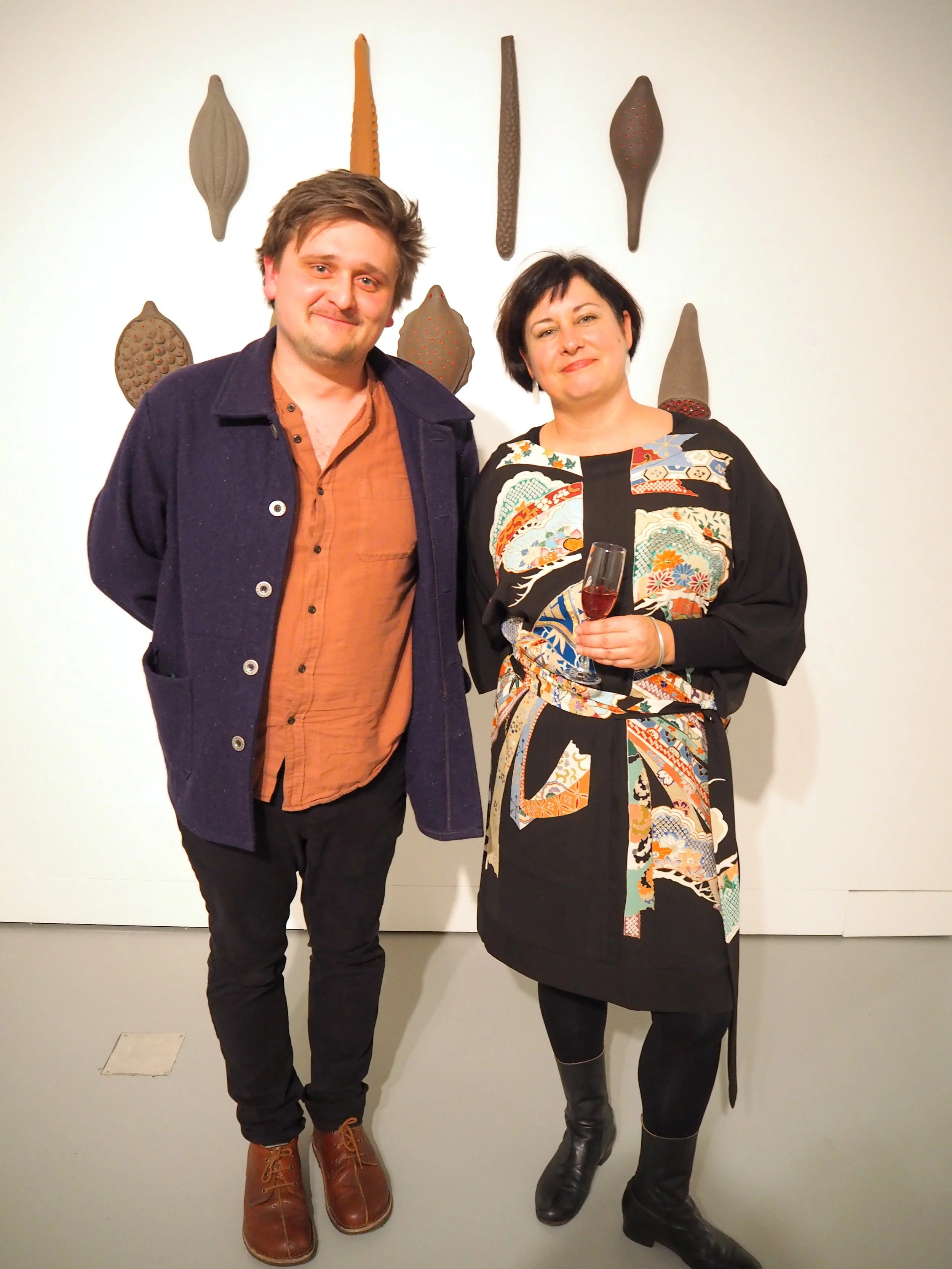 Oliver Carney & Zara Collins at the Opening Night of Angela Valamanesh's exhibition About Being Here and Oliver Carney's exhibition Observation in Function at Hawkesbury Regional Art Gallery 2021 Photo: Silversalt