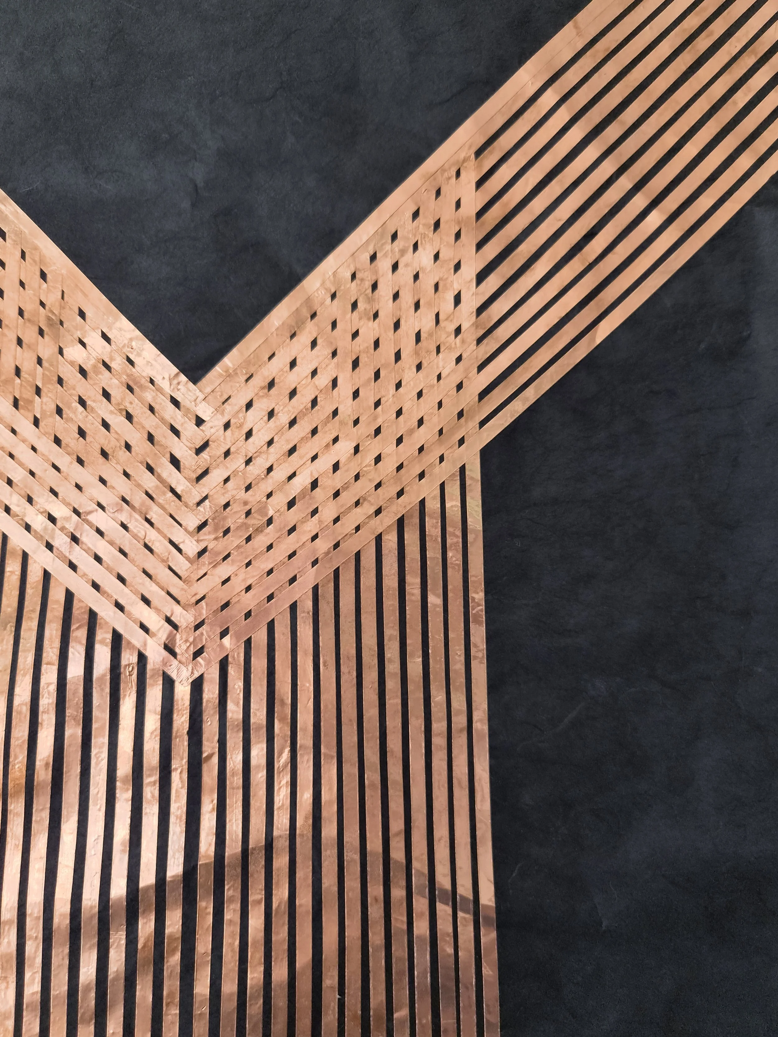 Detail of Measure of Time IV 2026 Kozo Paper, copper, salt.