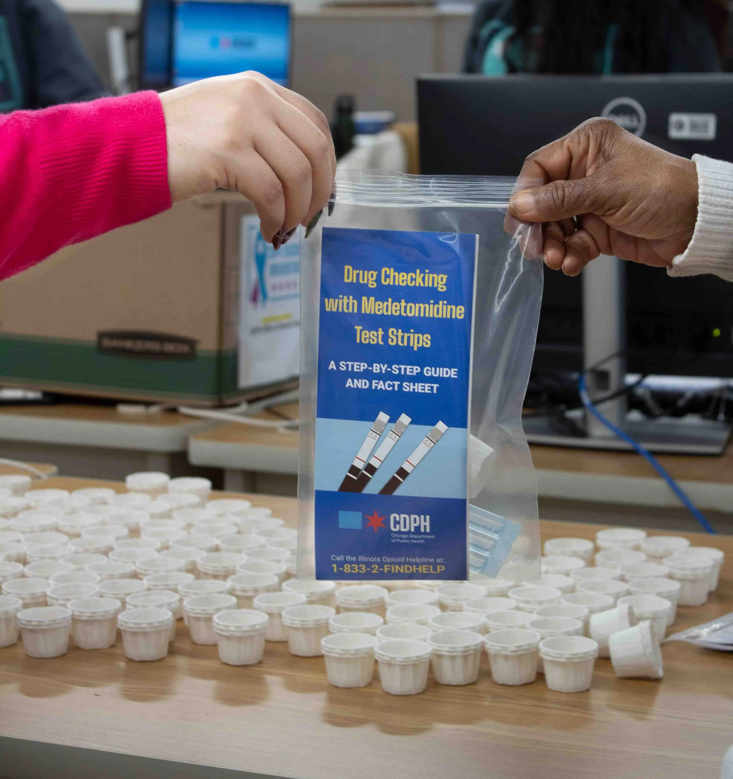 An example of a Drug Checking kit that gets loaded into the vending machines.