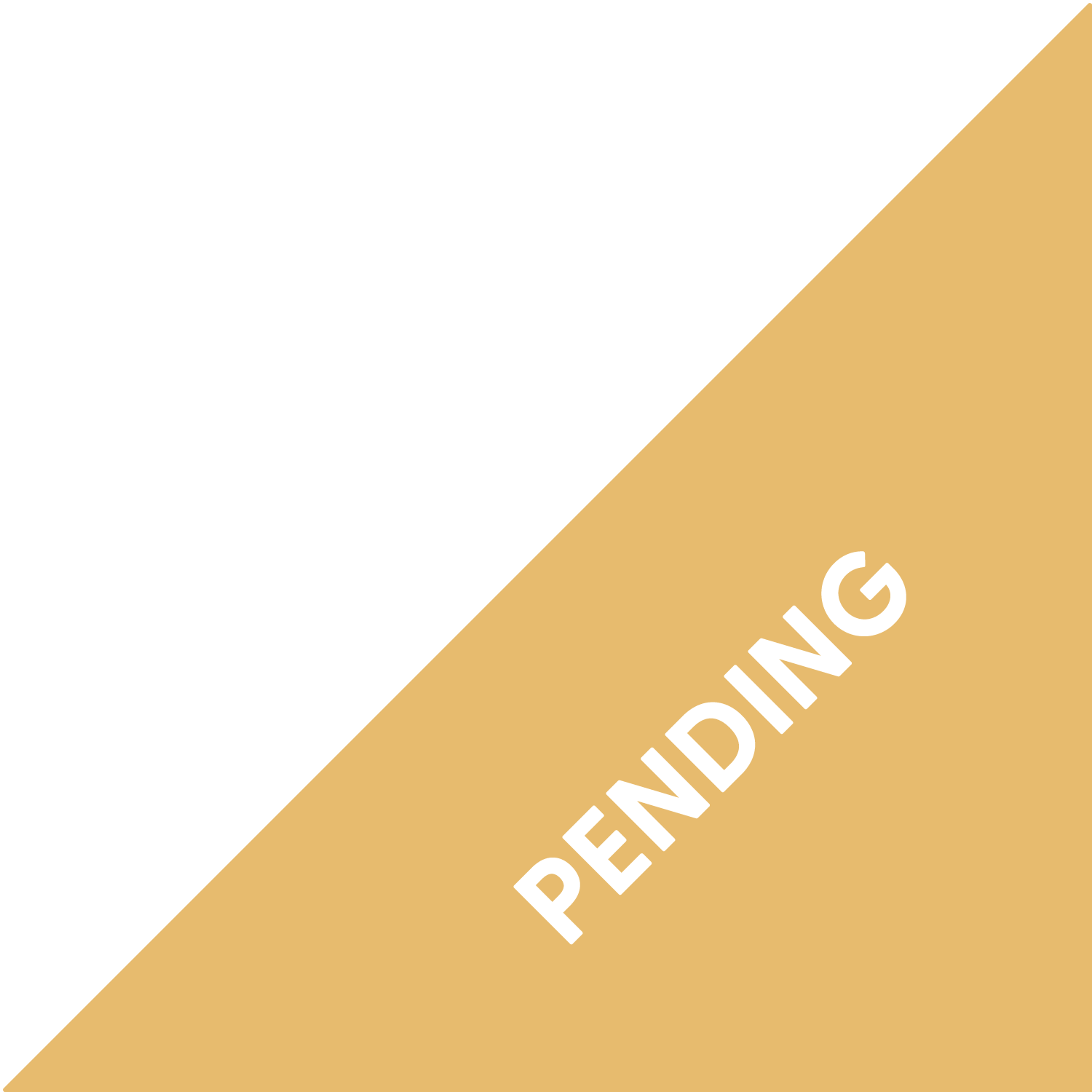 A black and gold diagonal background with the word 'PENDING' written in white across the gold section.