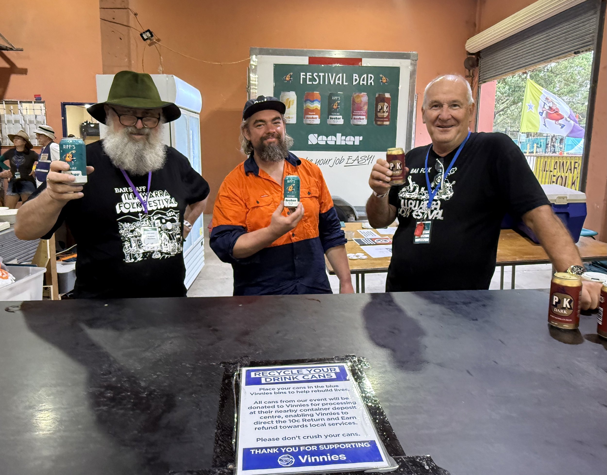 Graeme,President Illawarra Folk Club, Ben ,Production Manager and Howard, Bar Manager.jpg