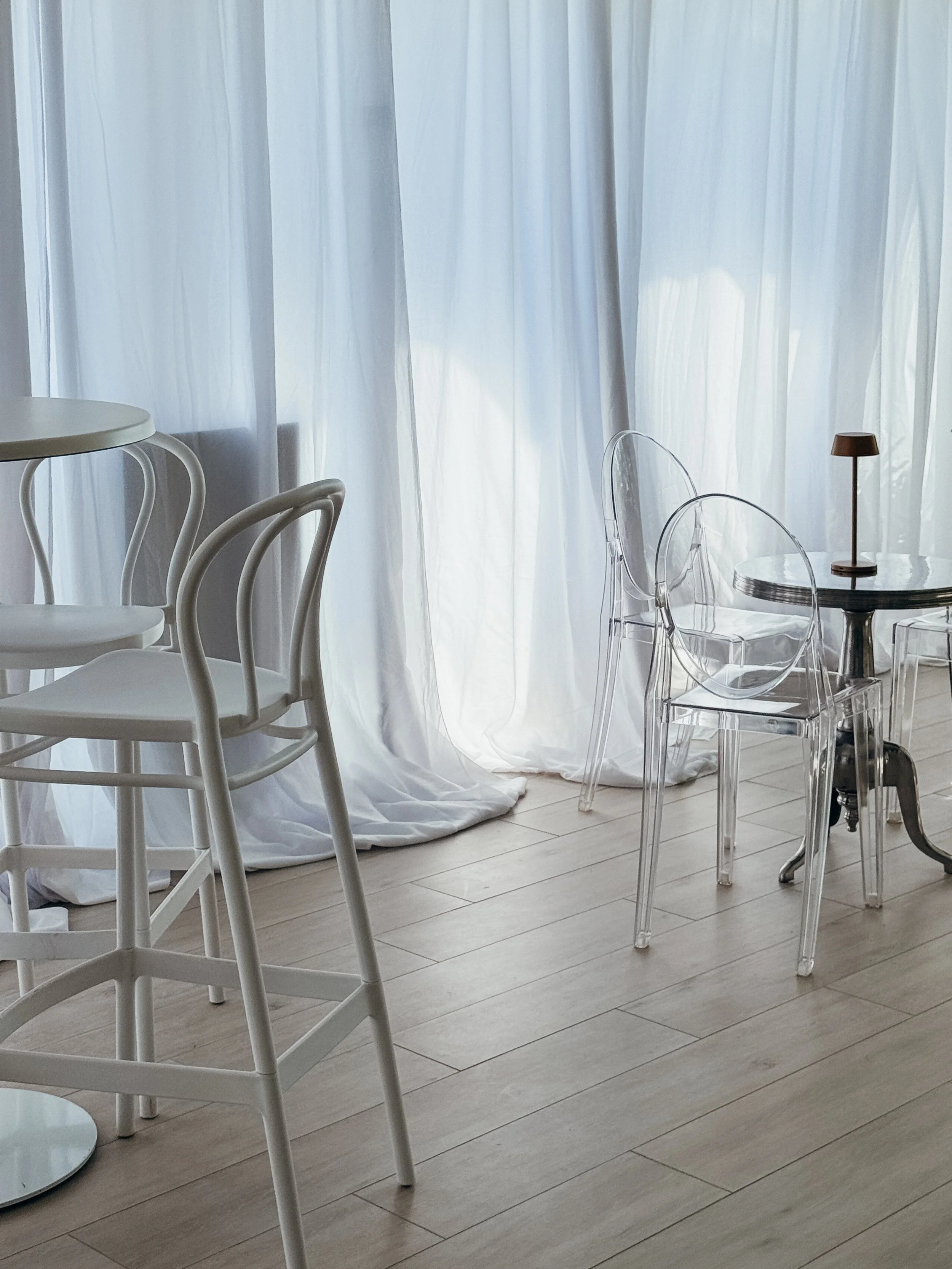 White Chiffon Draped Backdrop