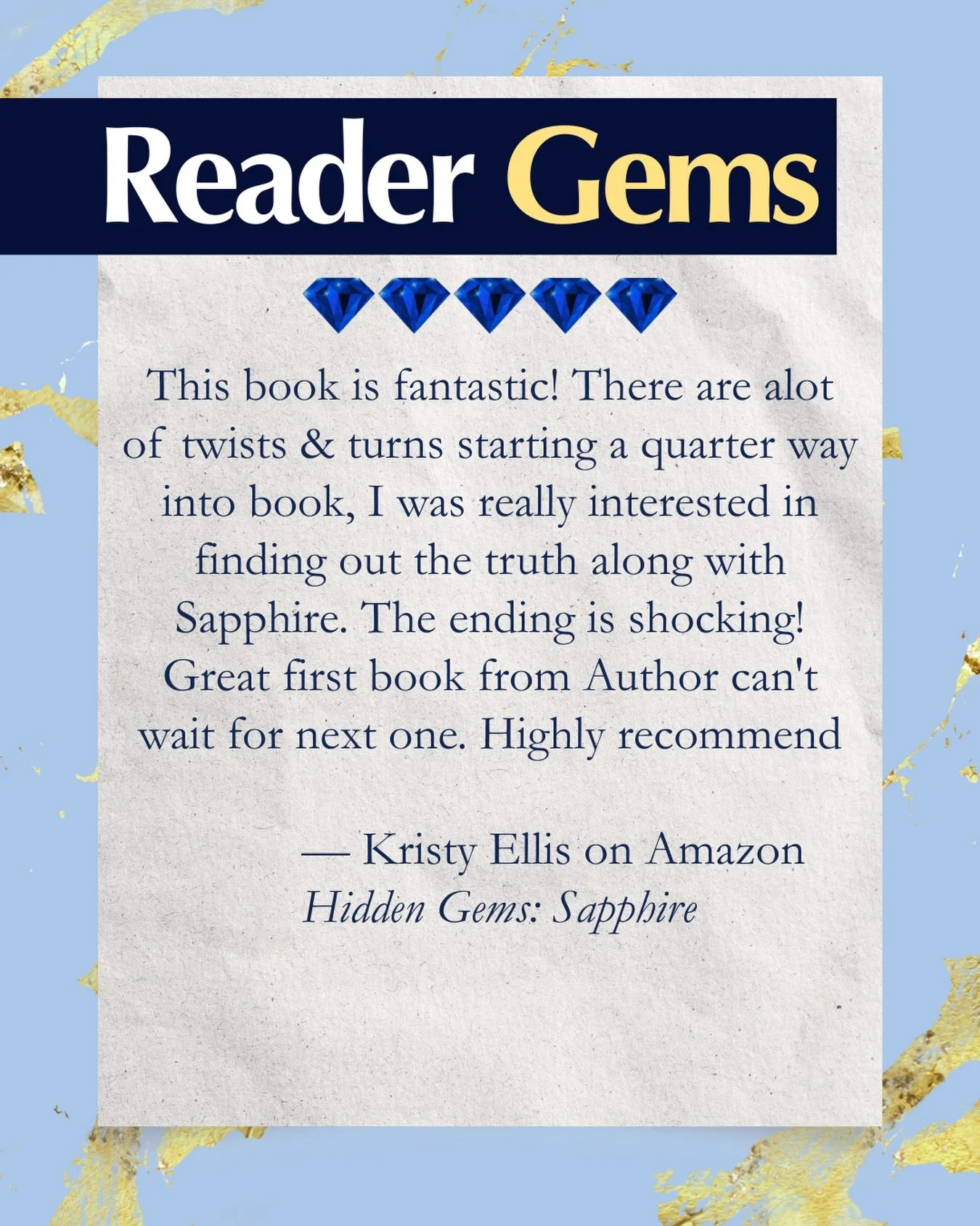A Reader Gem 💎

I&rsquo;m so grateful for the readers who stay with the story till the very end... and yes, I loved putting those twists in there for y&rsquo;all. 💎😉 

Thank you for this sweet gem, Ms. Ellis! ✨

#HiddenGemsBookSeries #HiddenGemsSa