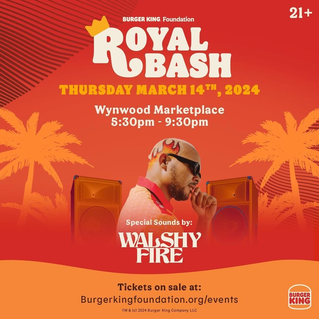 Next week Thursday the King Celebrates in Miami 👑

Thursday March 14th 

2nd annual BK Foundation &ldquo;ROYAL BASH&rdquo; is back &amp; taking over Wynwood for a night of BK Cuisine from around the world&hellip;🔥

Food, drinks &amp; Entertainment 