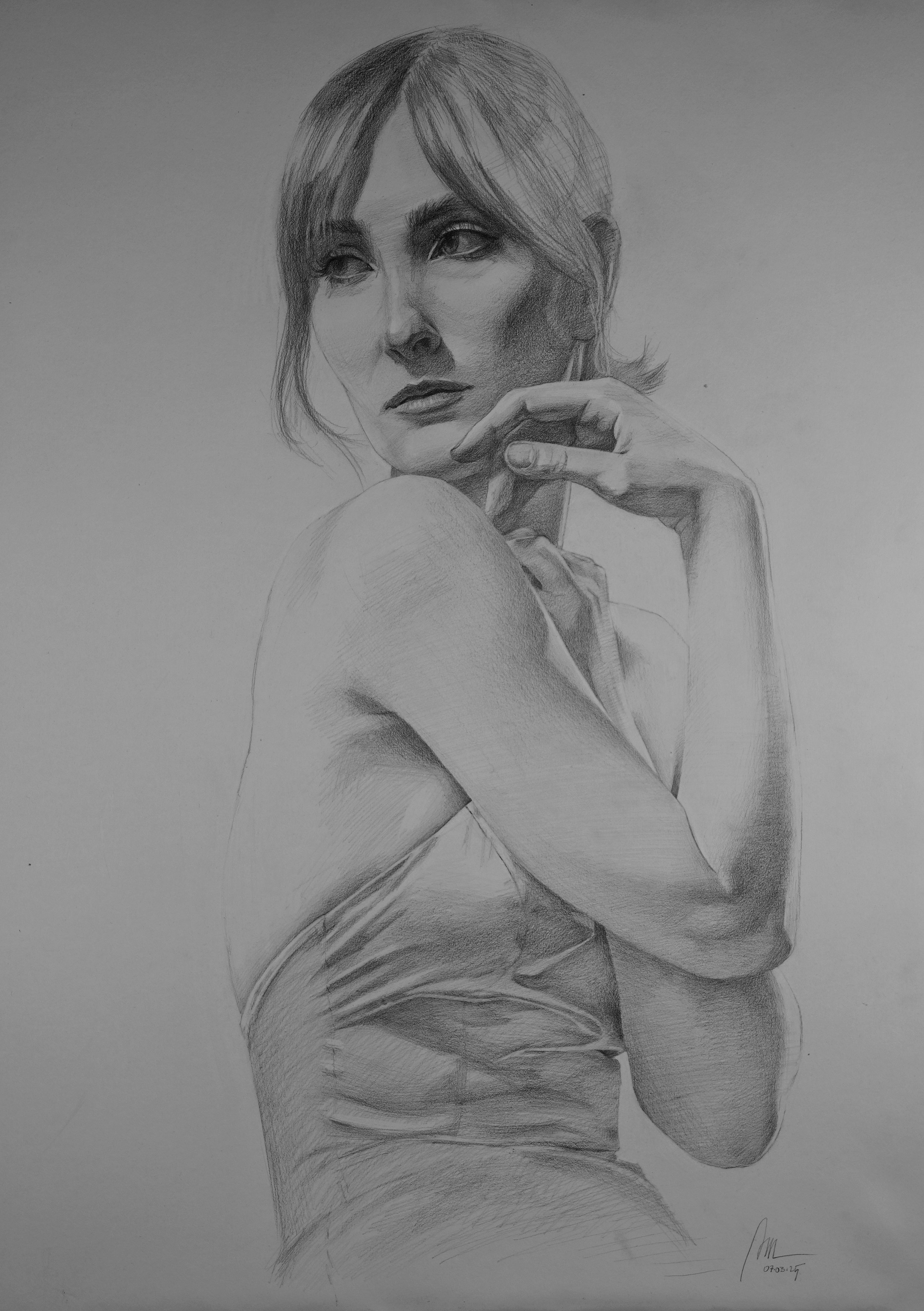 ohne Titel - Grafit auf handgetöntem Papier - 2025