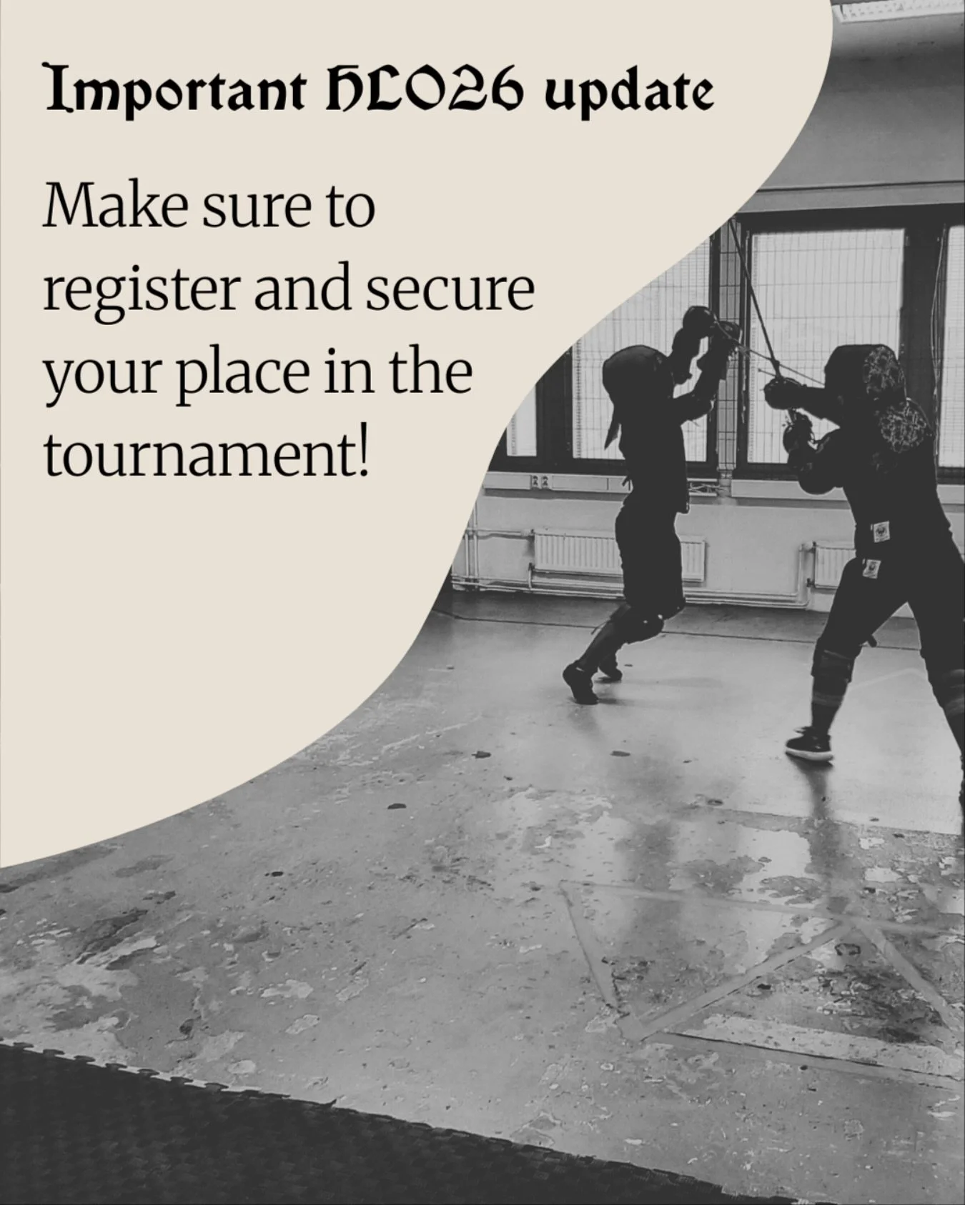 Registeration for #HLO26 opens September 23rd at 19.00 (GMT+2)

So make sure to save that date as well! More info about the registration process will be posted - soon ⚔️

#hema #historicalfencing