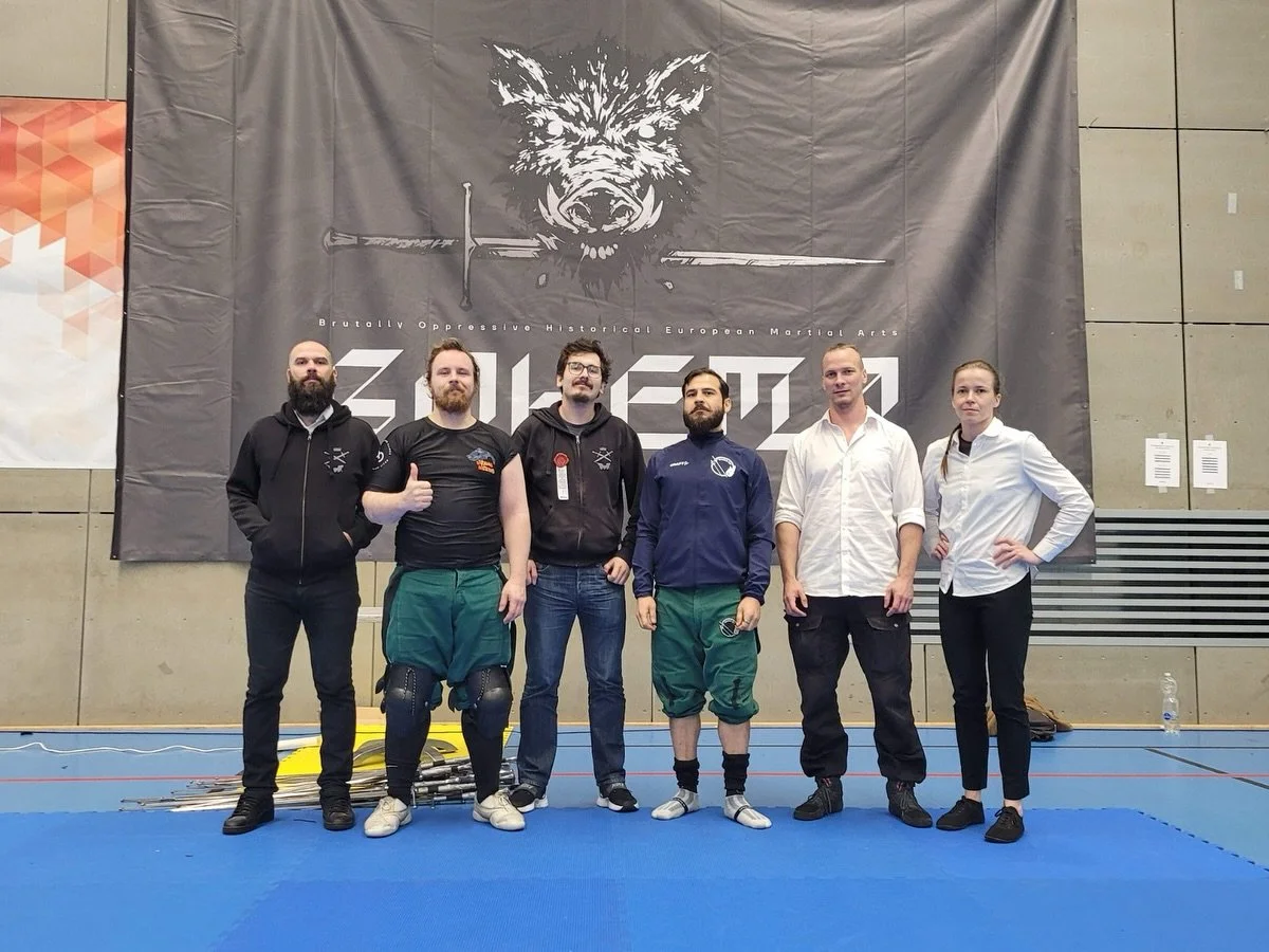 Last week EHMS took part in two events. Bohema: The Afterblow in Prague, Czechia, organized by @HEMA_Praha and Edgebana 2025 in Dundee, Scotland, organized by @theihadundee.

In Prague Miro took part in advanced longsword, while Mika and Marc partici
