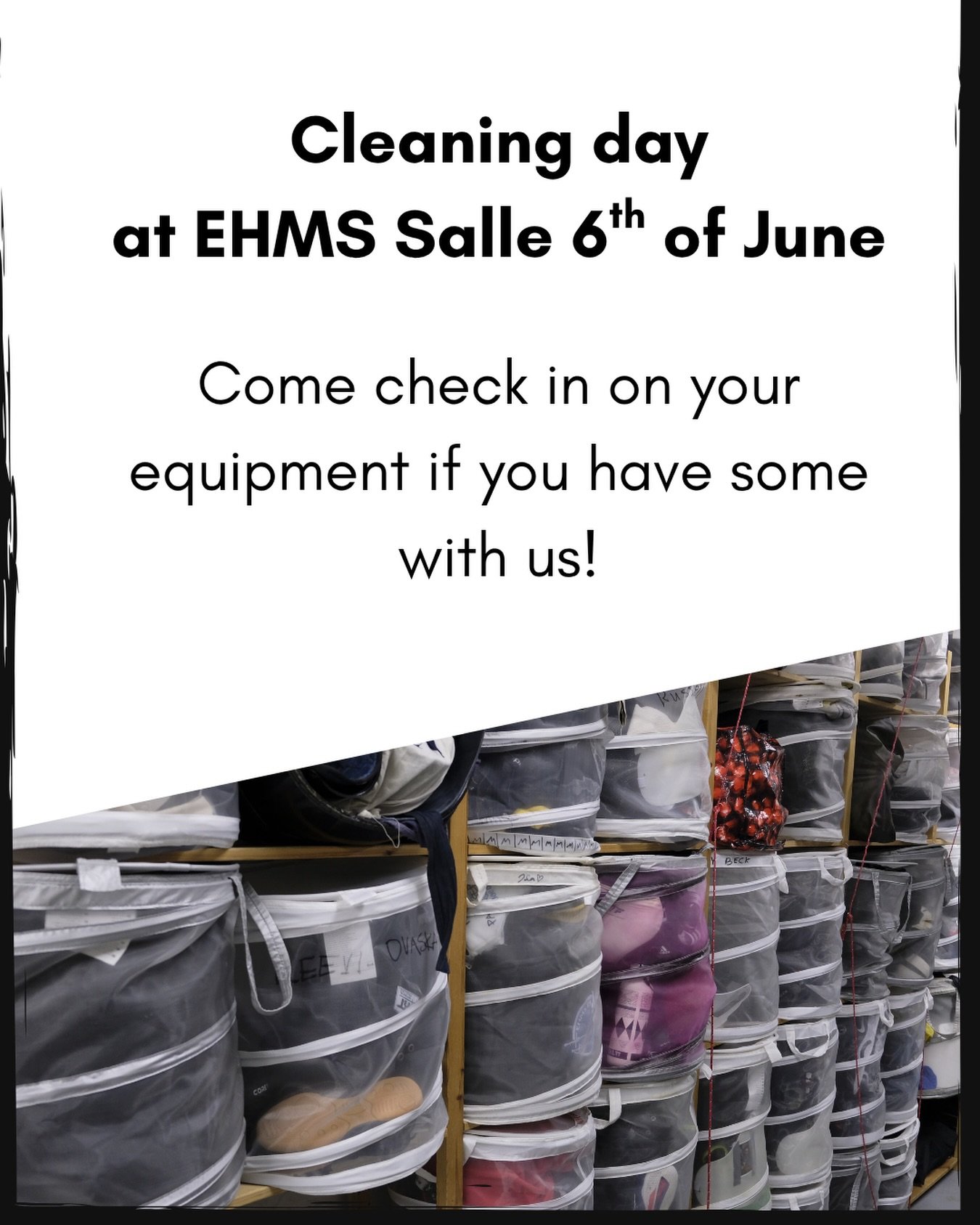 Join us for the cleaning day on Saturday, 06 June 2026. We will begin at 10:00!

EHMS has continued to grow steadily in membership, and many of our newer members have also acquired their own training equipment. As a result, the storage shelves and co