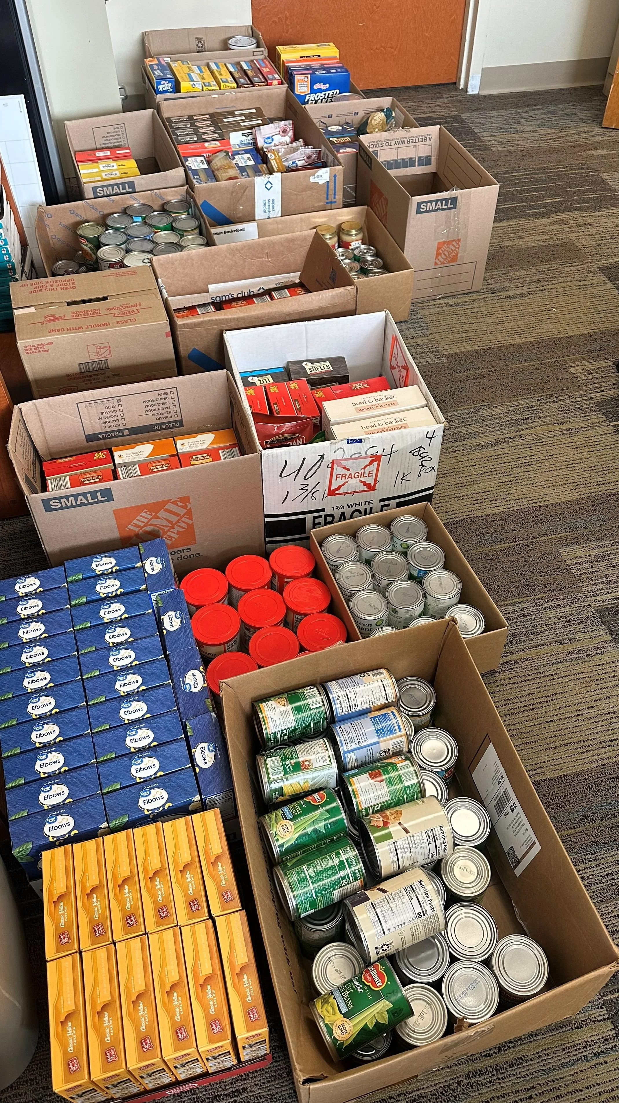 Donated Items From Marian Catholic's Thanksgiving Food Drive