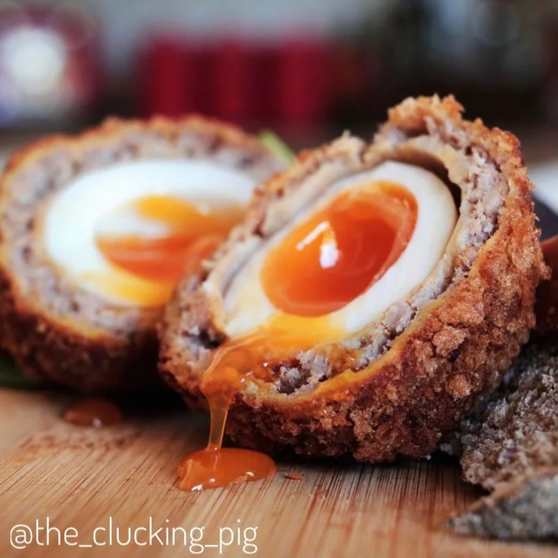 Many an eatery hold their scotch egg up as their go-to starter. When done right, an awesome combo made all the better with added Fruit Piggery. One scotch is just un-oeuf&hellip;.dicke Eier m&auml;dels! #blackpudding #scotchegg