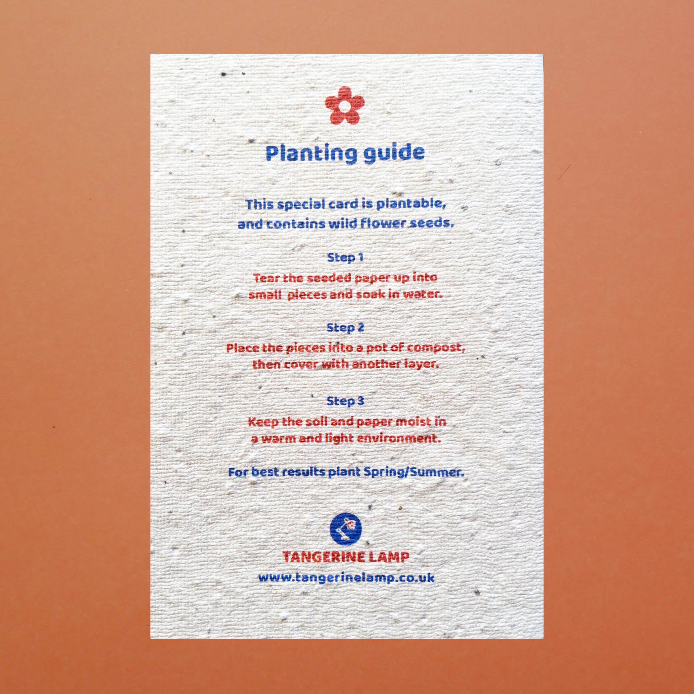 Planting guide on back of card