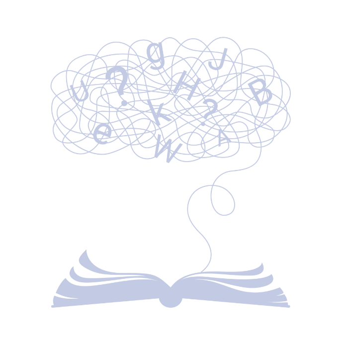An illustration of an open book with a brain-shaped scribble above it, connected by a line, against a black background.
