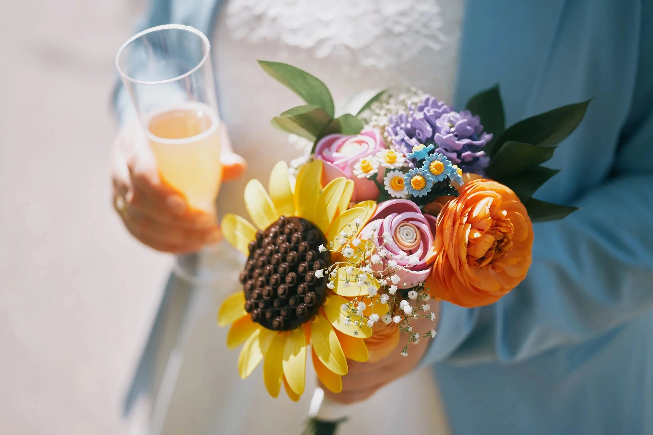 Lego bouquet with champagne