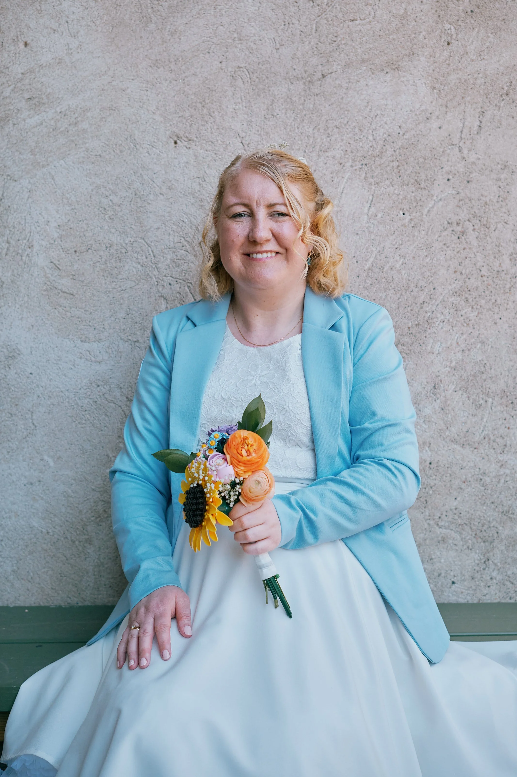 Bride with Lego bouquet