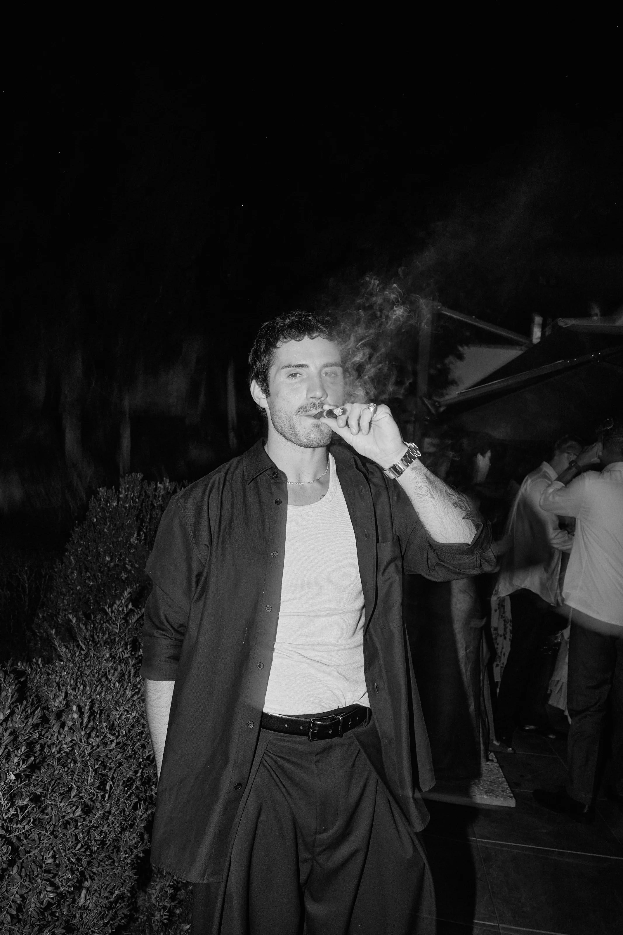 Guest during late night wedding celebration in Italy