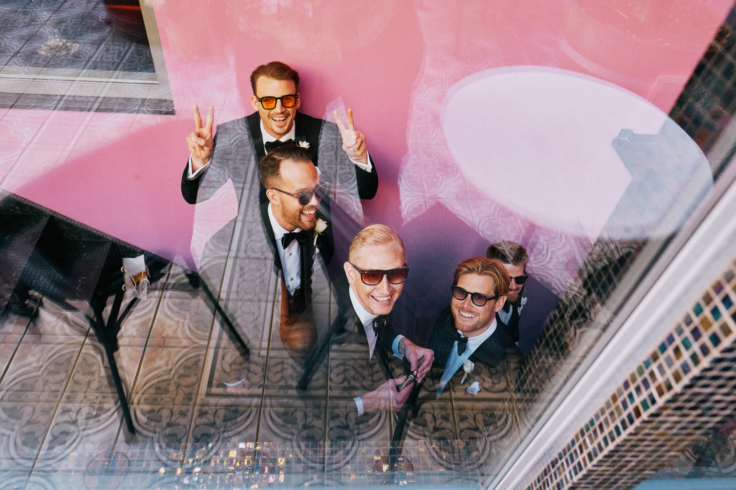 Groomsmen portrait at Dorsia Hotel in Gothenburg
