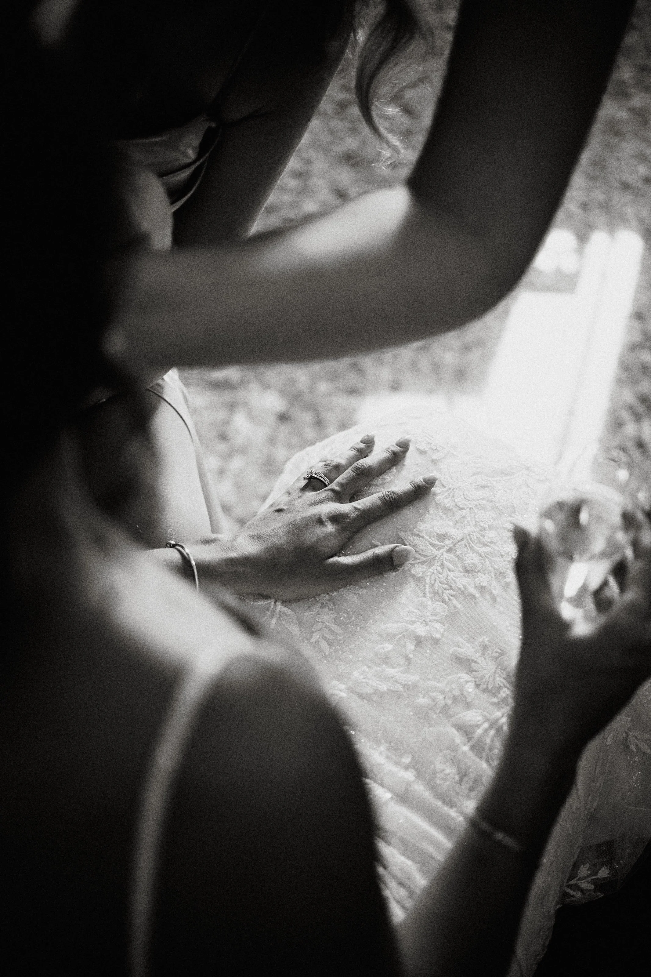 Bride detail during wedding preparations in Tuscany