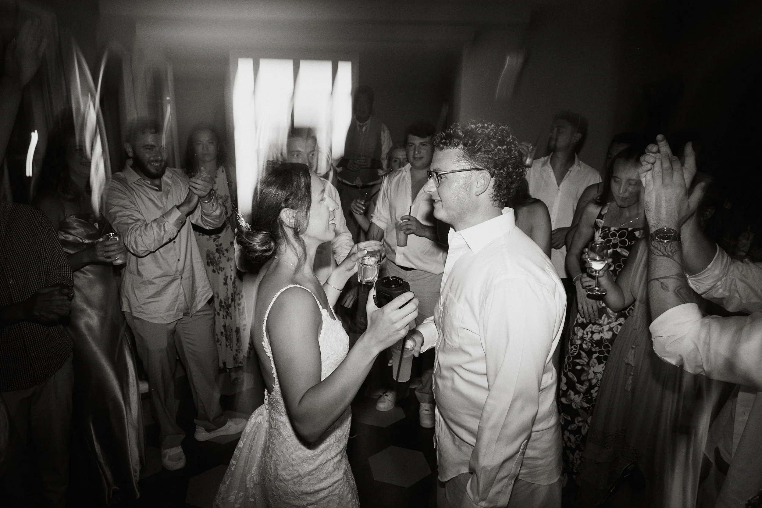 Wedding party on the dance floor in Tuscany