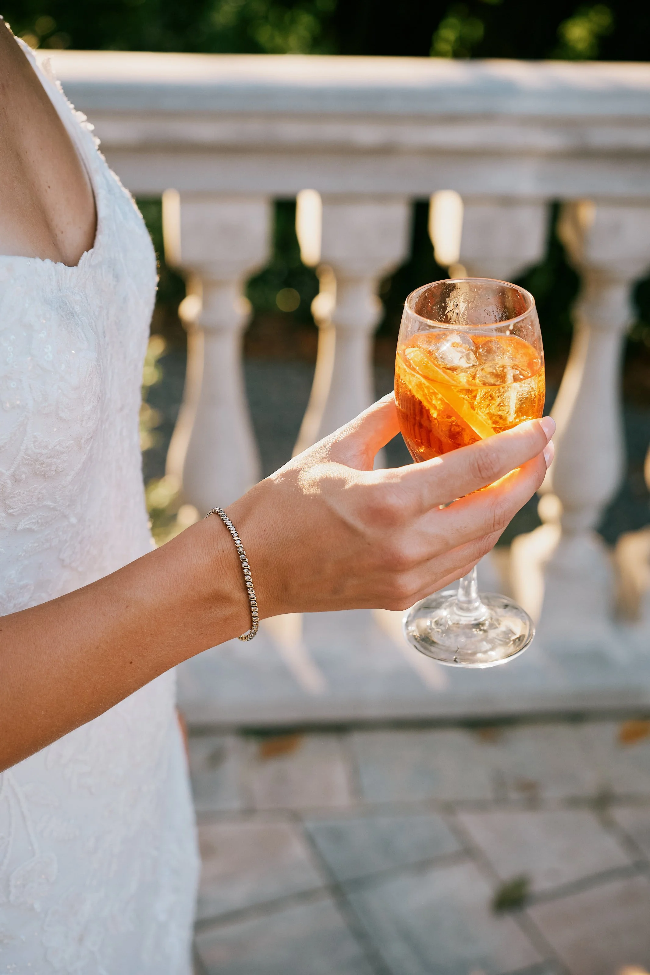 Aperol spritz during wedding reception at Borgo Bucciano, Italy