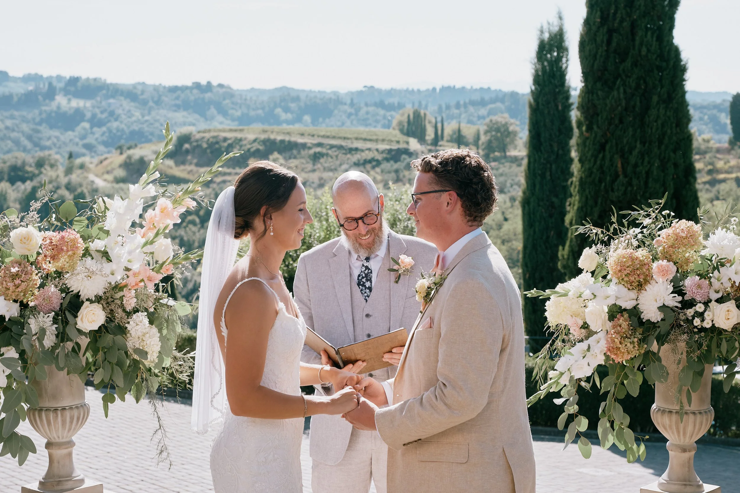 Exchange of vows during destination wedding in Italy