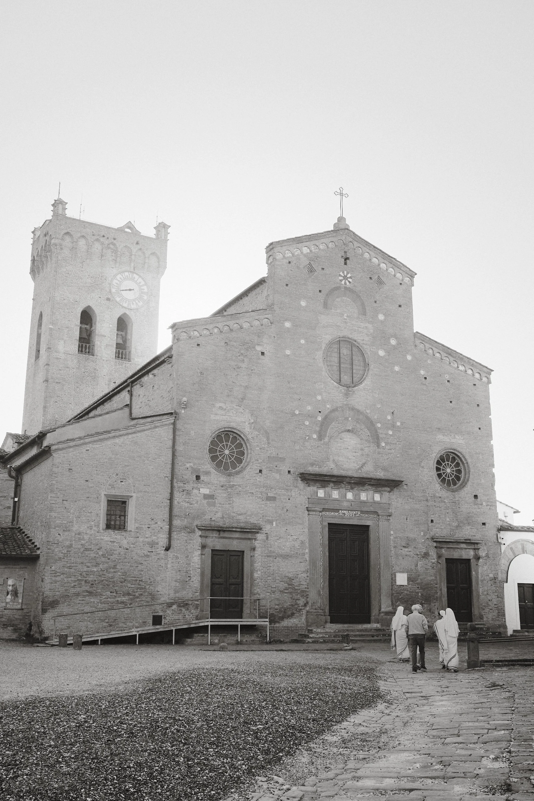 Historic church facade in San Miniato, Tuscany, Italy