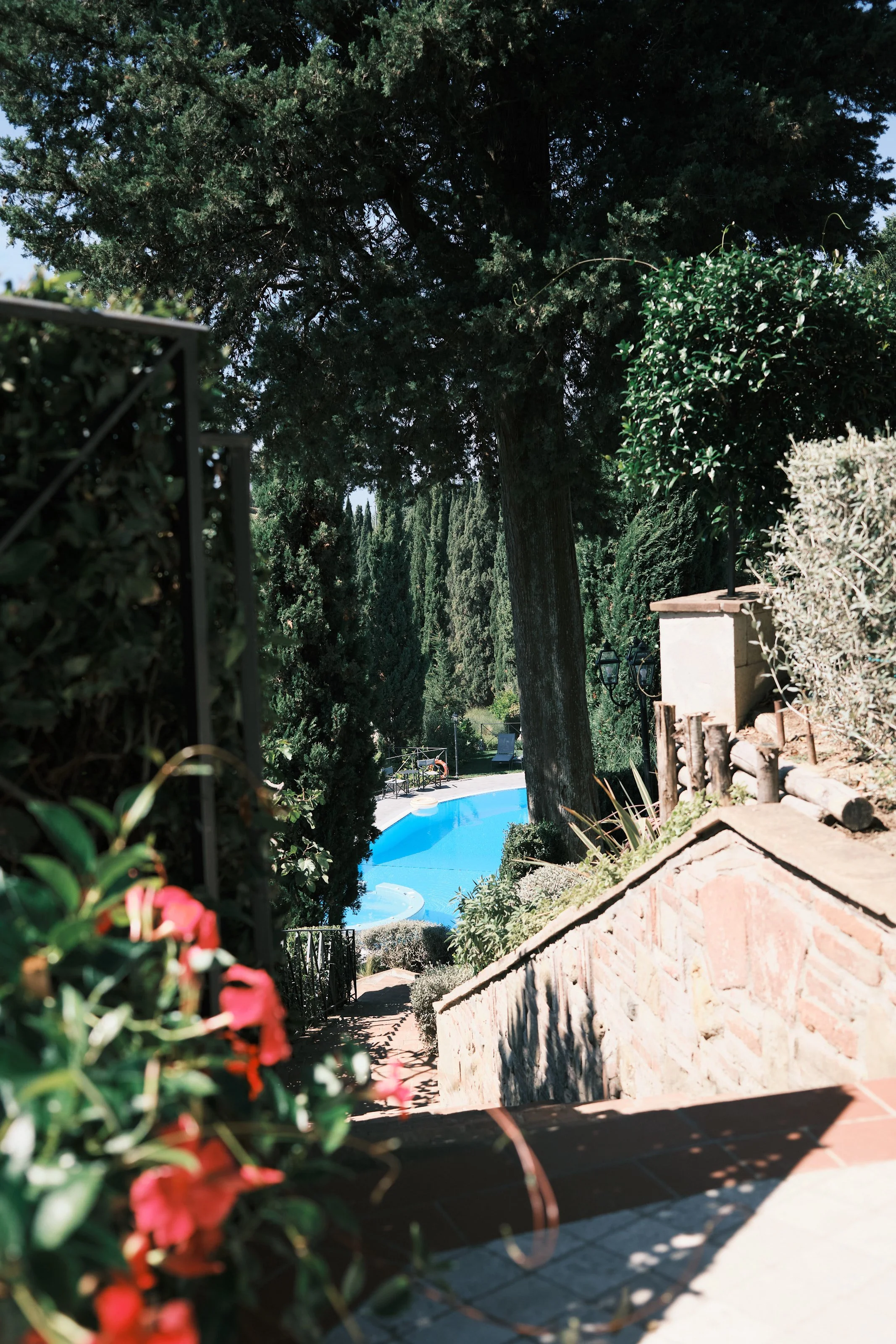 View toward pool area at Borgo Bucciano, Tuscany