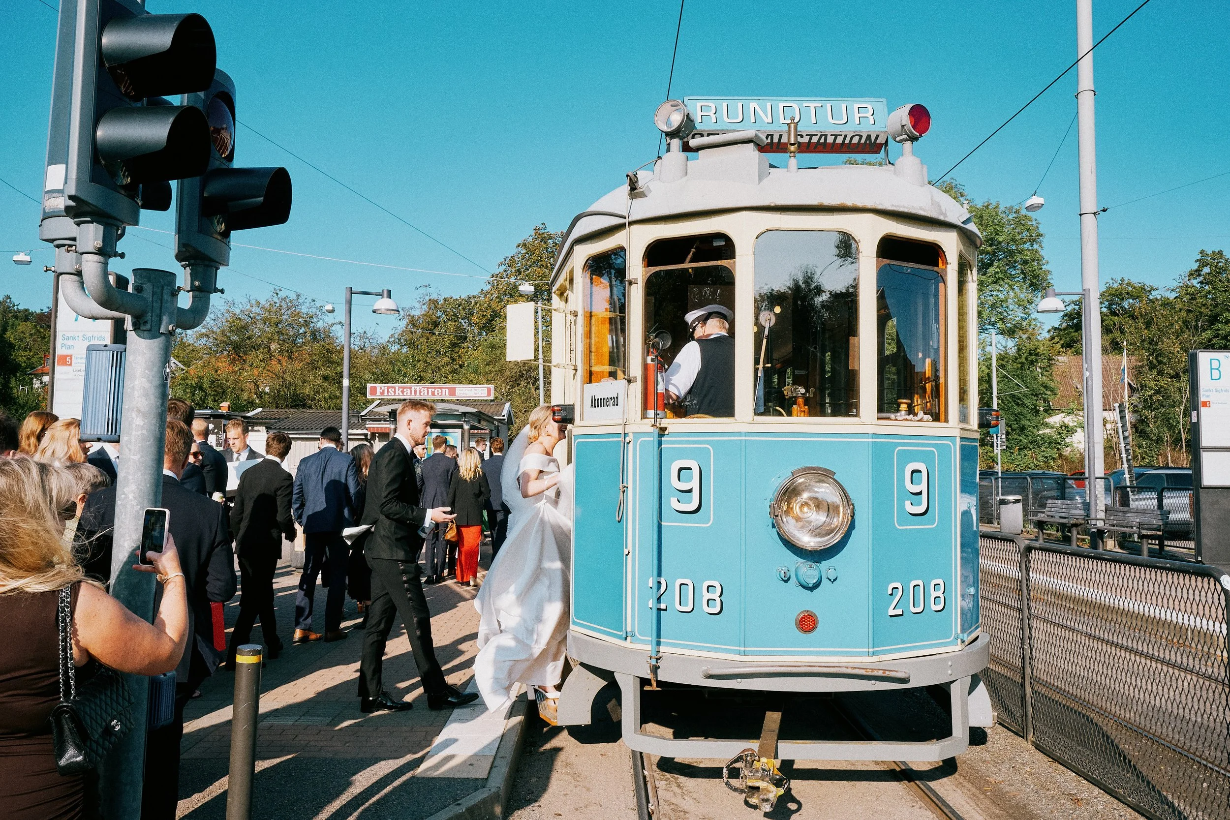 Wedding tram in Gothenburg city