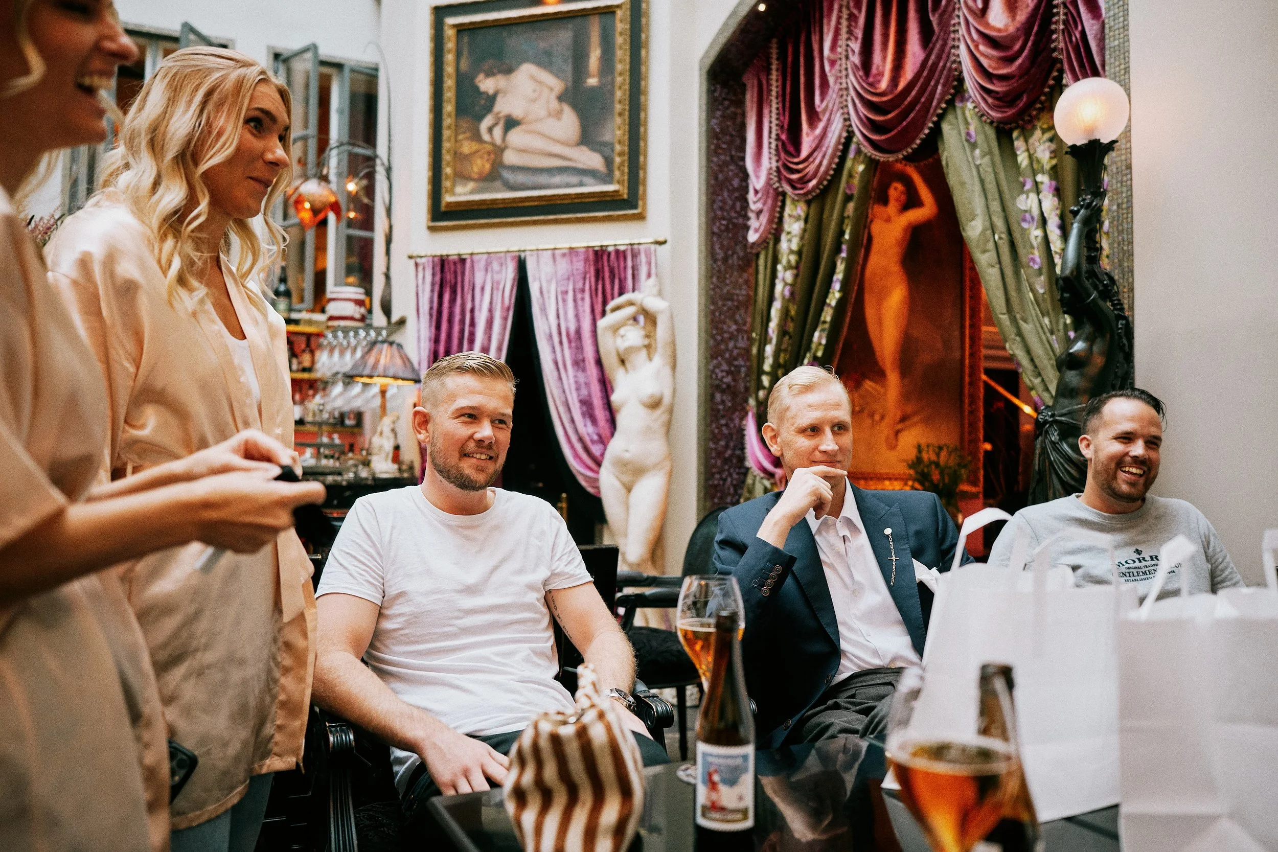 Guests during wedding celebration at Dorsia Hotel in Gothenburg