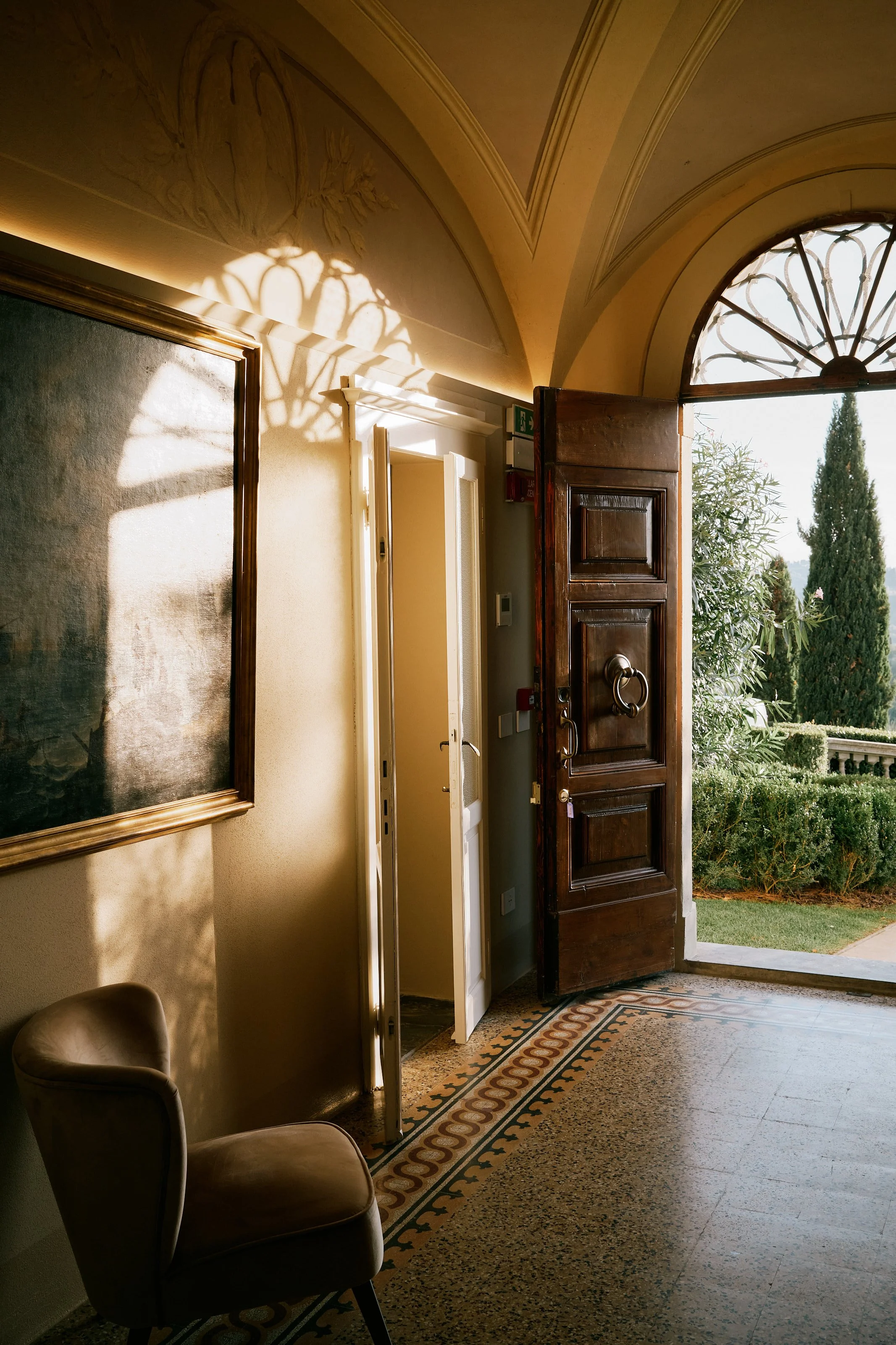 Villa interior in Tuscany with evening light