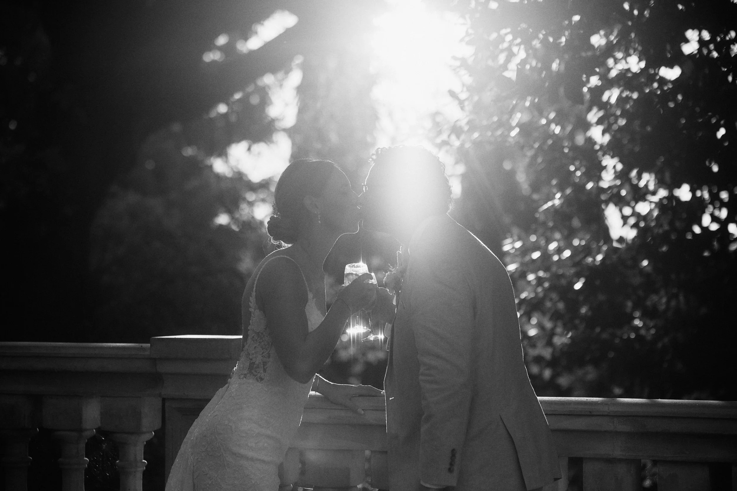 ntimate sunset moment during destination wedding in Tuscany