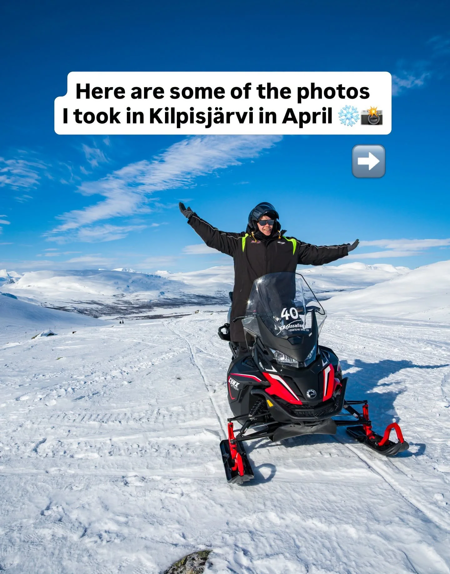 How amazing it is to go snowmobiling in spring, with plenty of snow in Kilpisj&auml;rvi 🇫🇮 unforgettable experiences, feeling grateful ❄️🙏