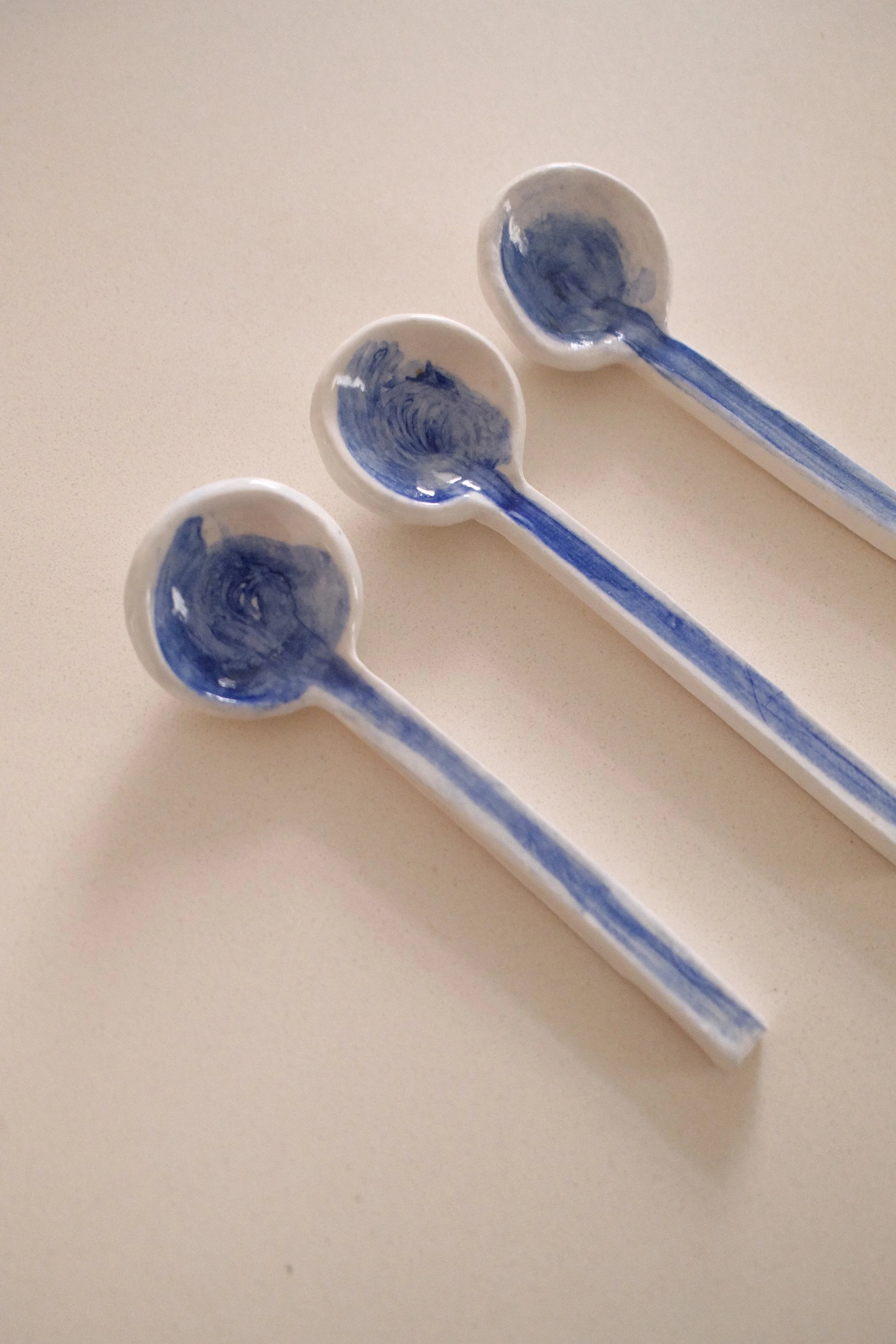 handmade spoon, blue cobalt oxide (small)