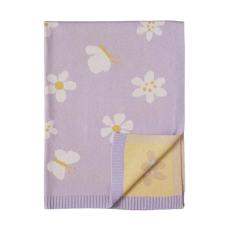 Pram Knitted Blanket - Lilac Daisy Dreams.jpeg